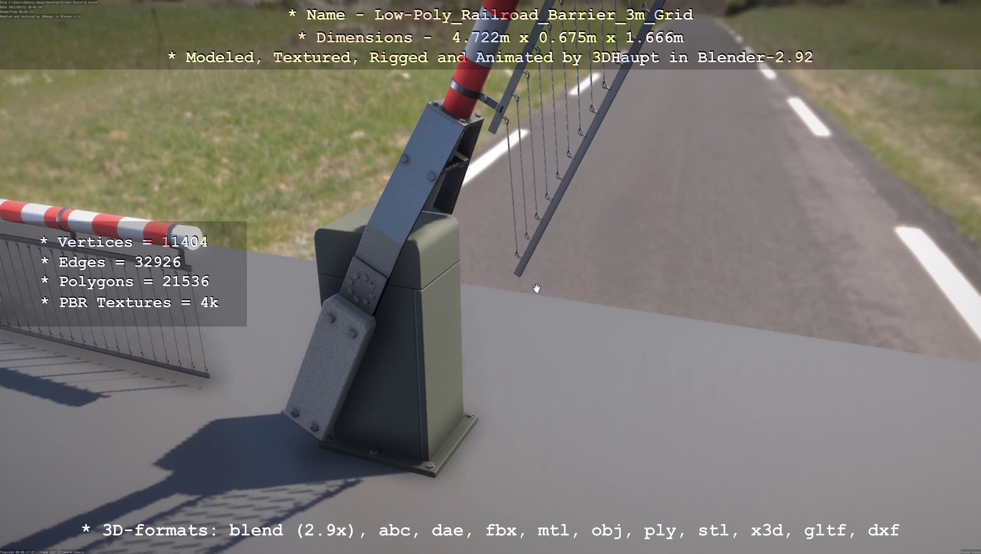 Low-Poly Railroad Barrier 3m Protective Grid Low-poly 3D model_109