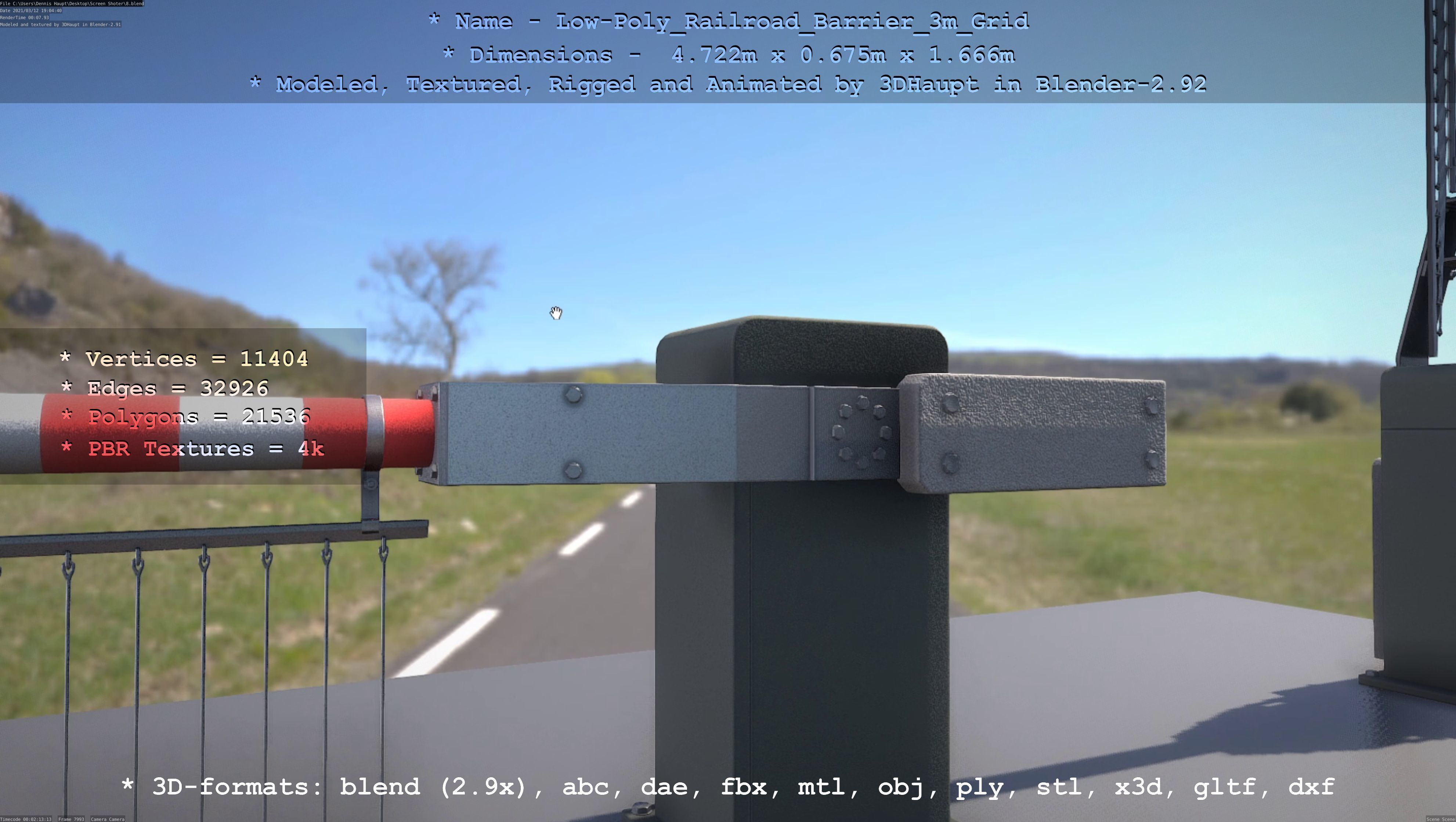 Low-Poly Railroad Barrier 3m Protective Grid Low-poly 3D model_85