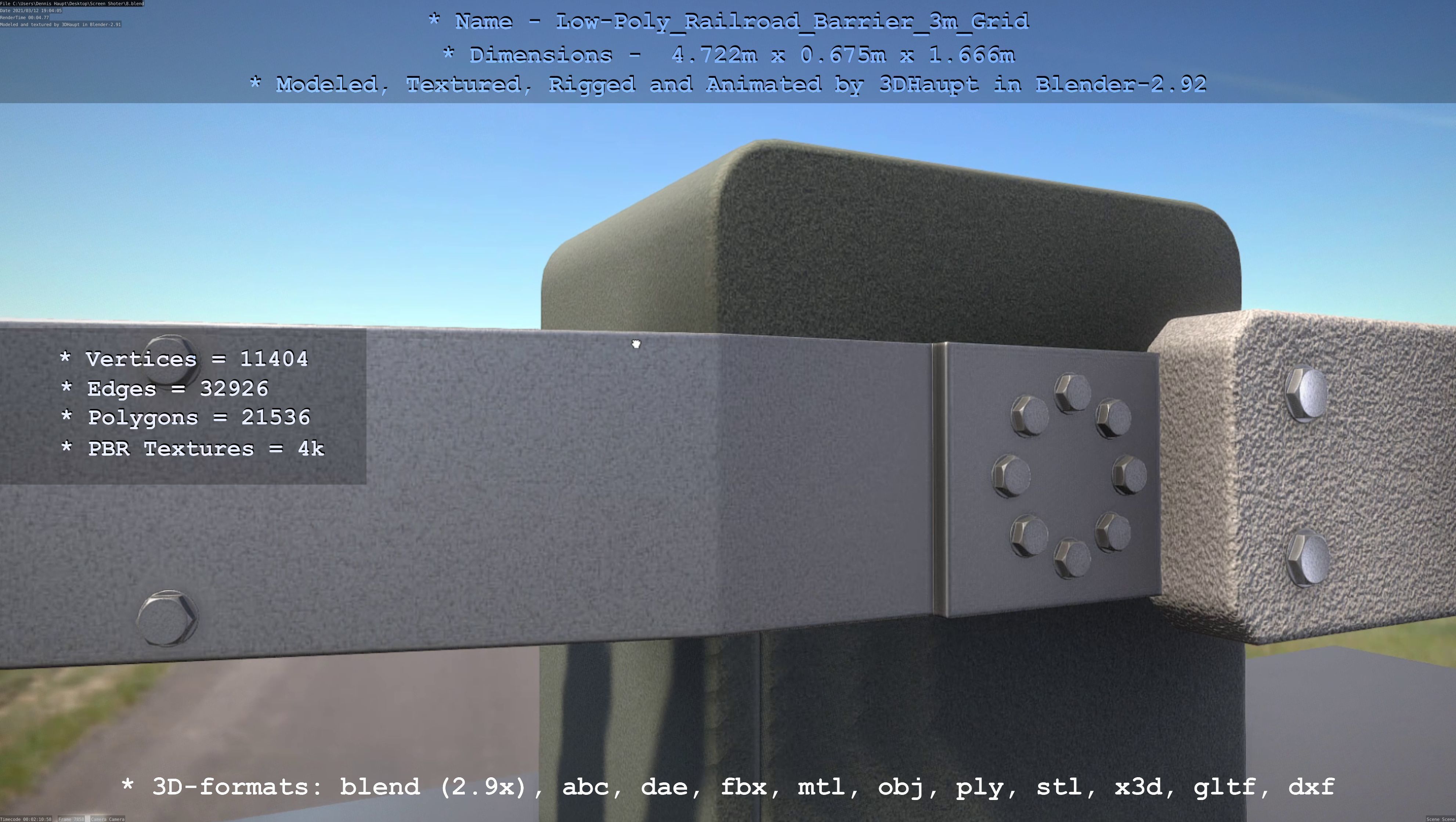 Low-Poly Railroad Barrier 3m Protective Grid Low-poly 3D model_82