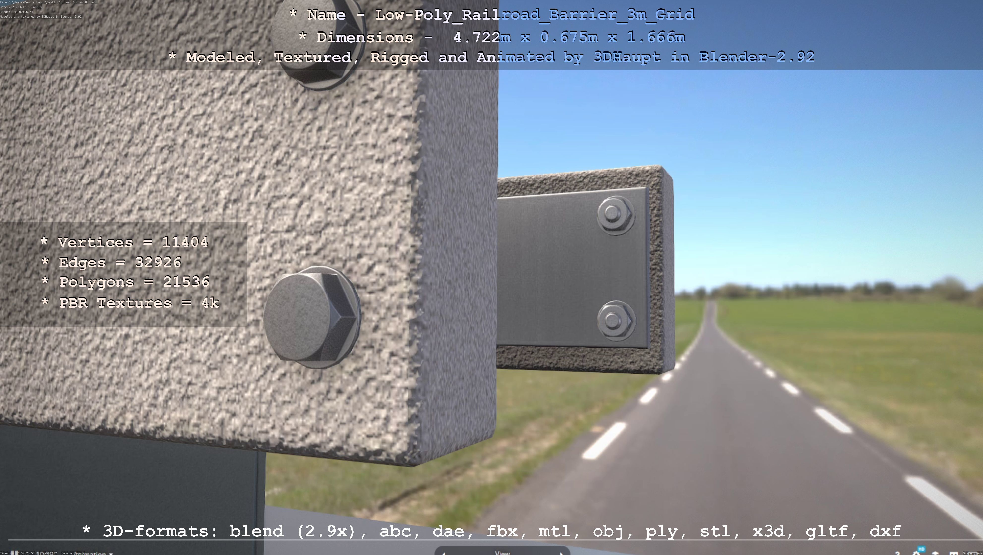 Low-Poly Railroad Barrier 3m Protective Grid Low-poly 3D model_116