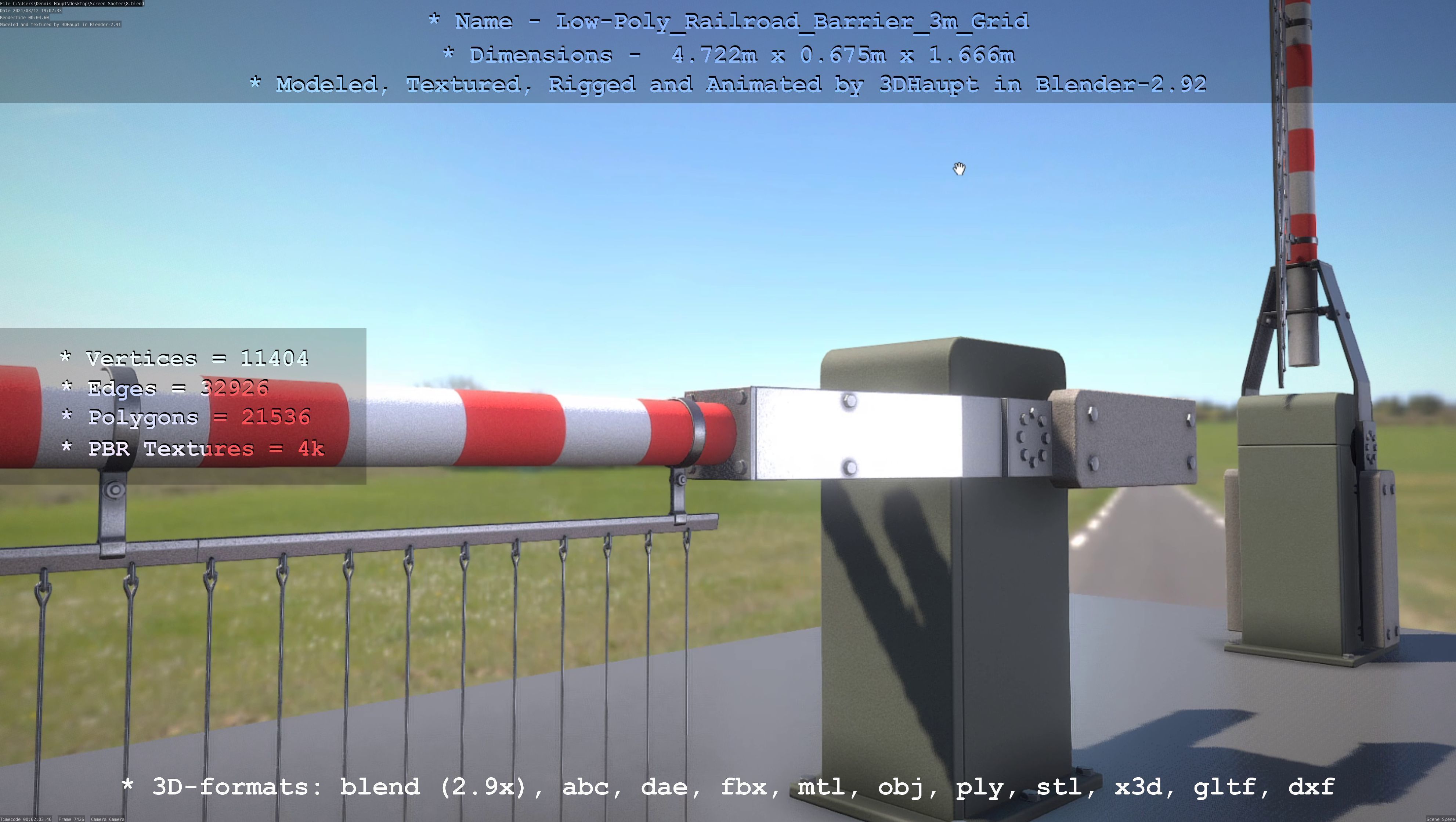 Low-Poly Railroad Barrier 3m Protective Grid Low-poly 3D model_74