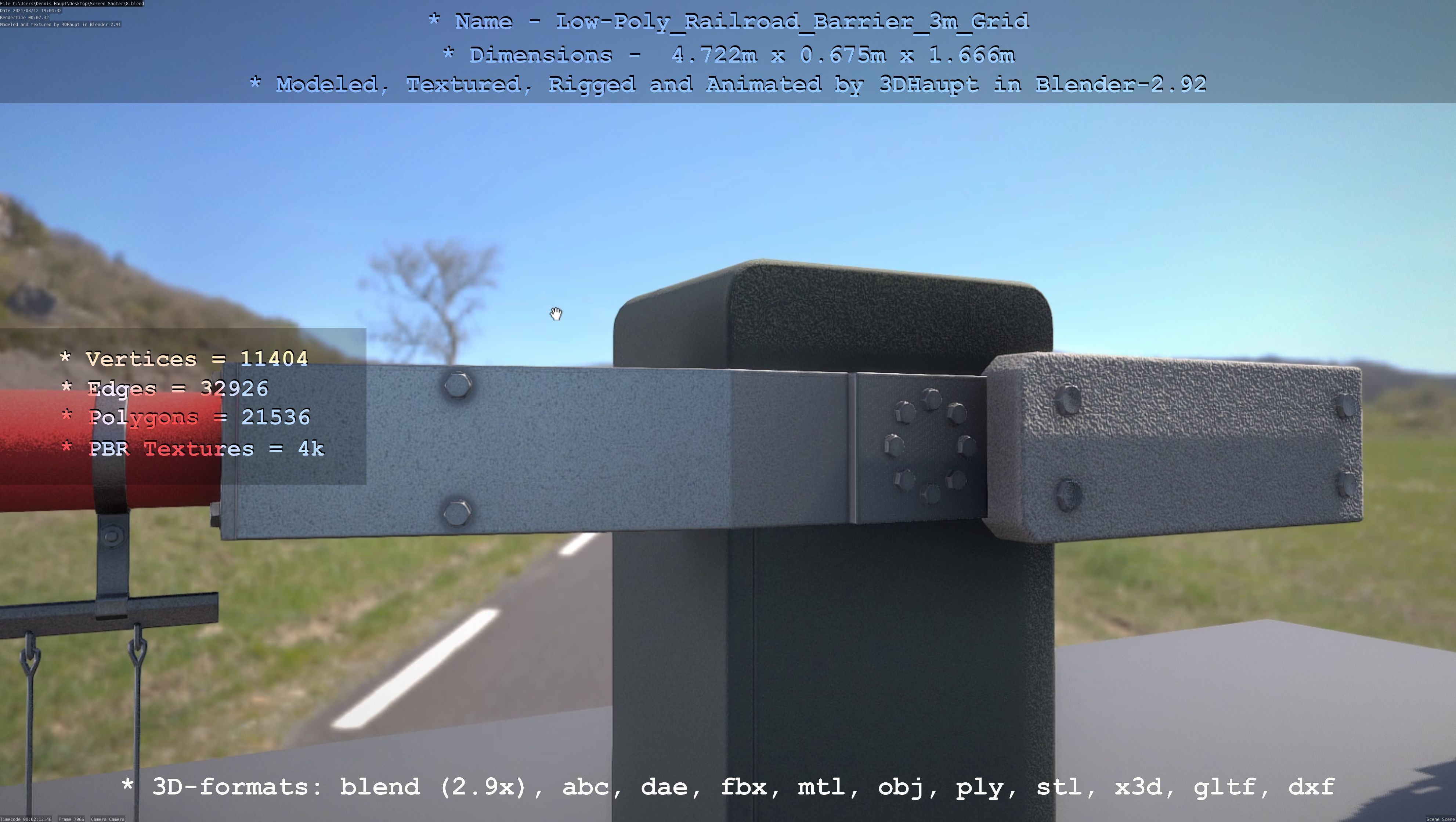 Low-Poly Railroad Barrier 3m Protective Grid Low-poly 3D model_83
