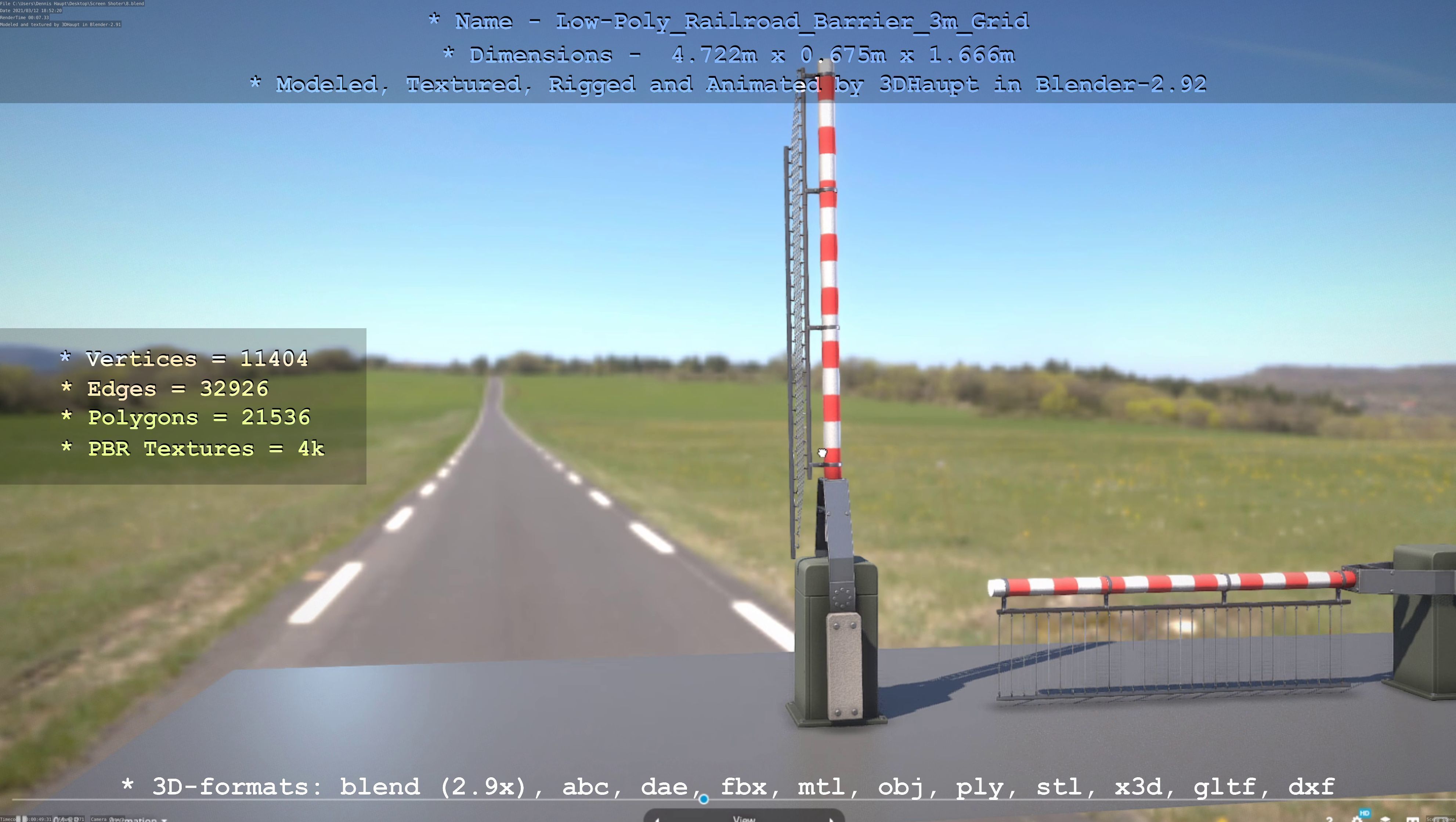 Low-Poly Railroad Barrier 3m Protective Grid Low-poly 3D model_47