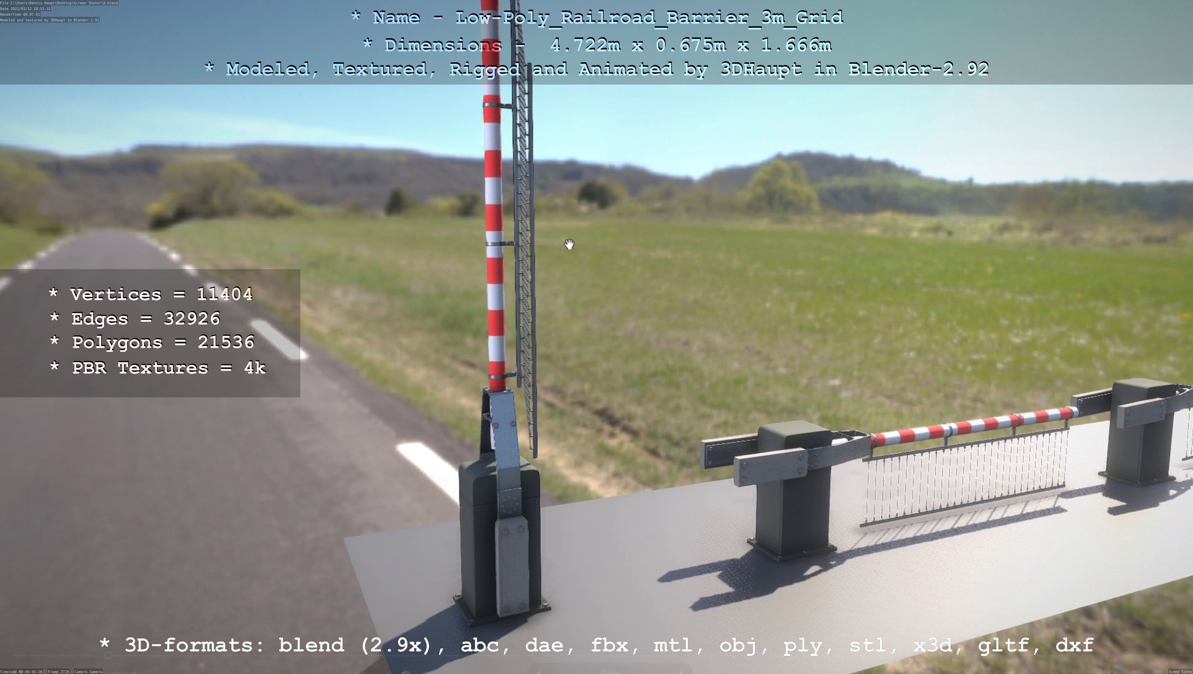 Low-Poly Railroad Barrier 3m Protective Grid Low-poly 3D model_44