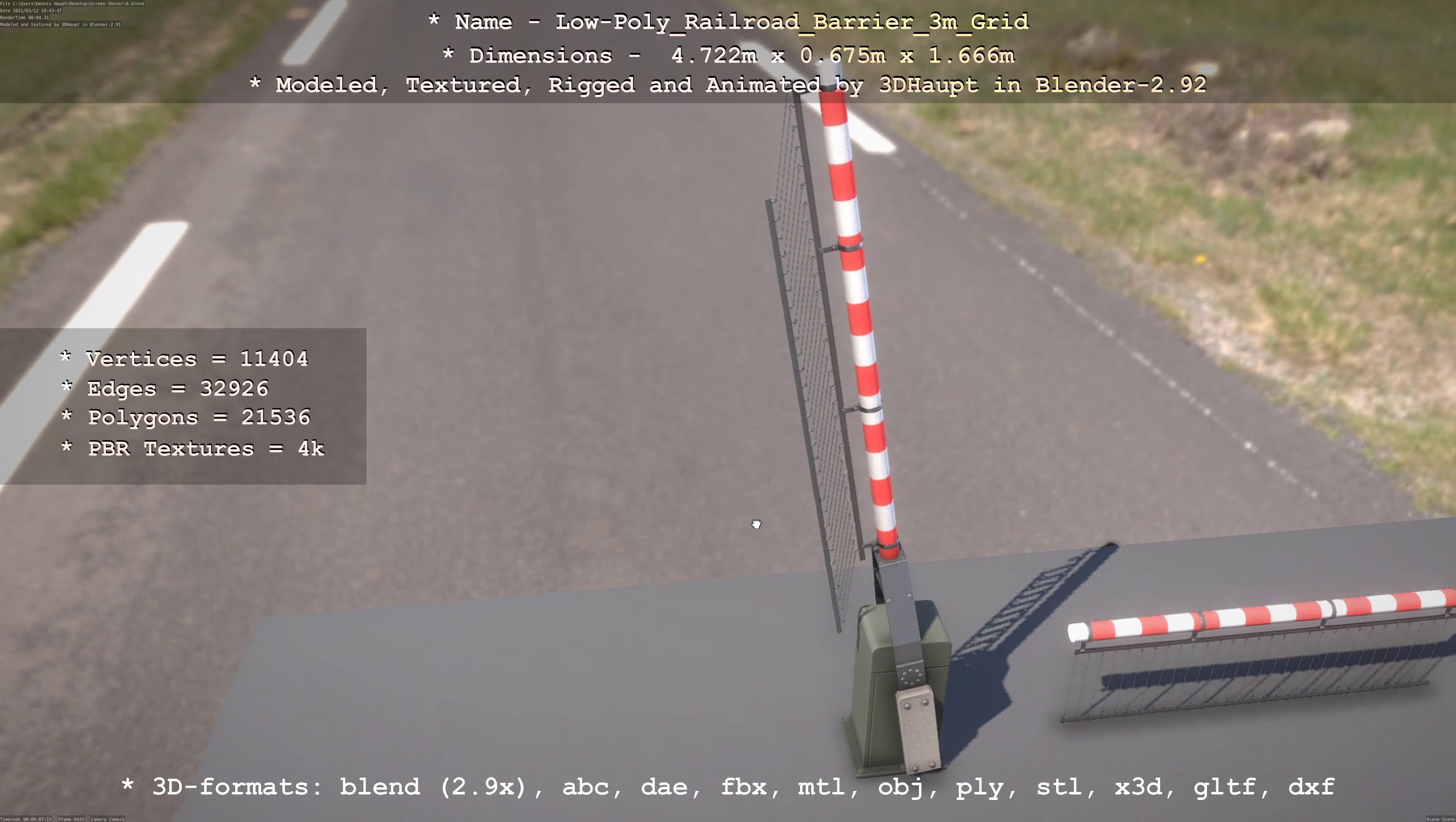 Low-Poly Railroad Barrier 3m Protective Grid Low-poly 3D model_100