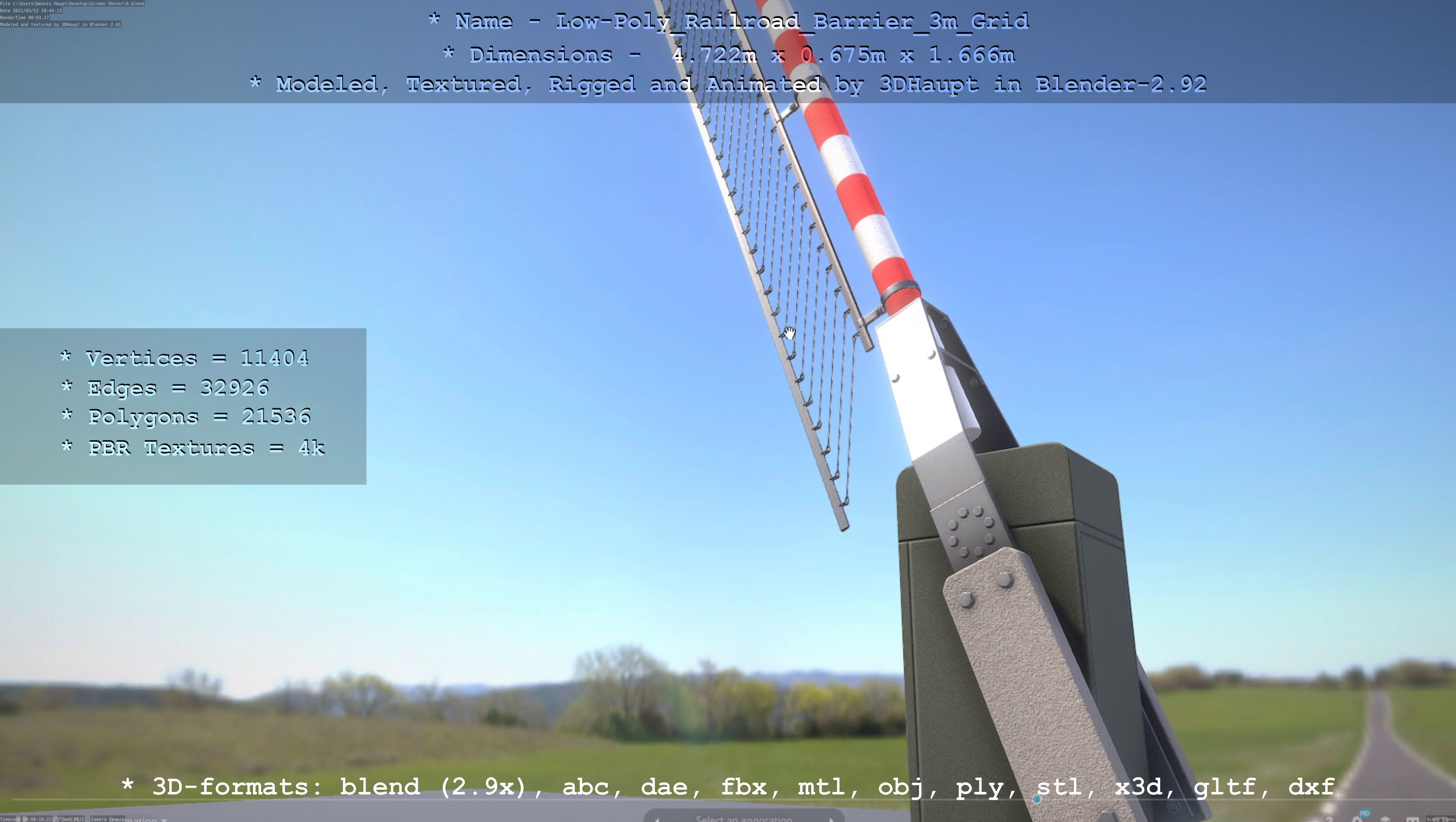 Low-Poly Railroad Barrier 3m Protective Grid Low-poly 3D model_101
