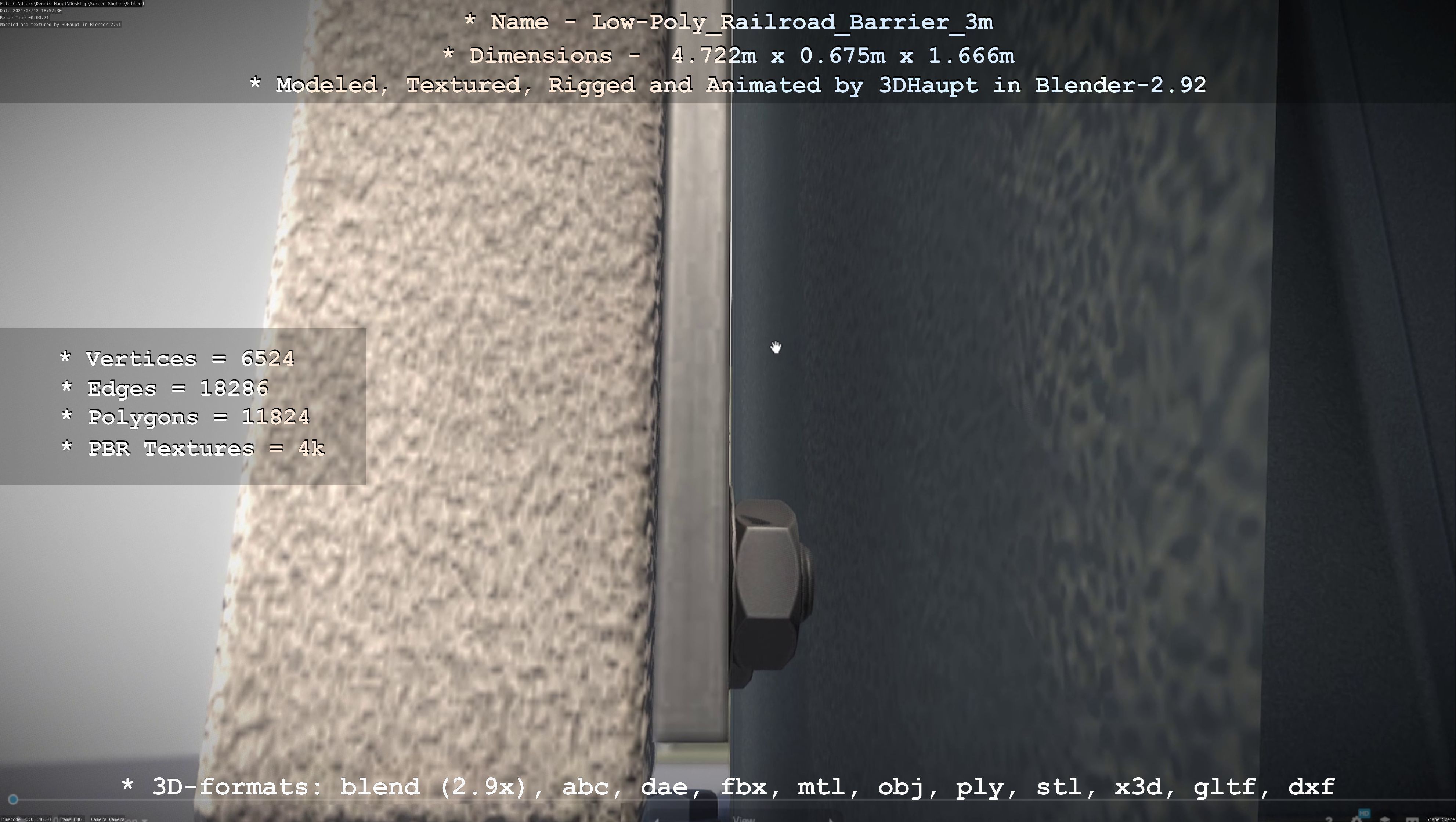 Low-Poly Railroad Barrier 3m Low-poly 3D model_56