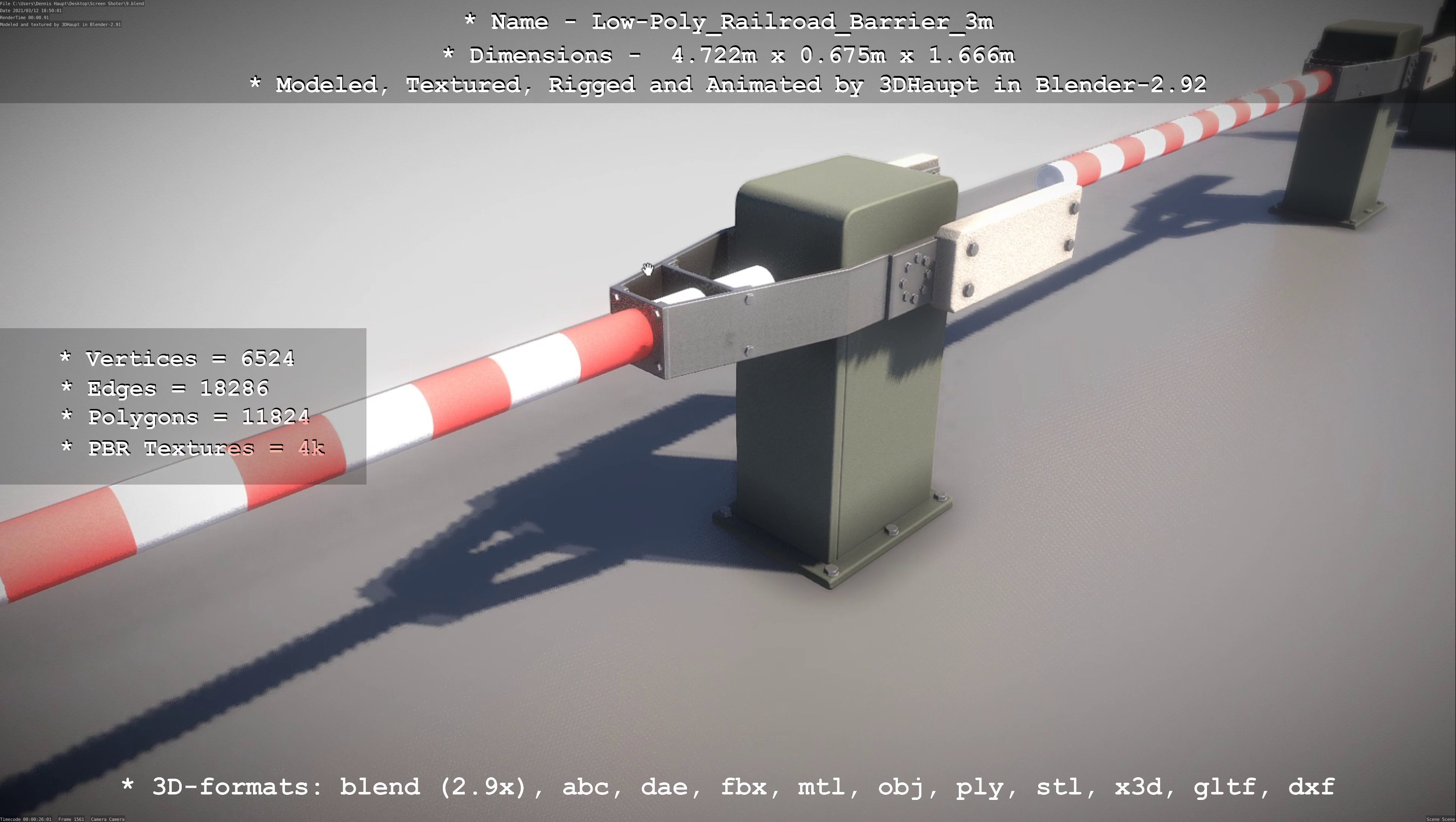Low-Poly Railroad Barrier 3m Low-poly 3D model_33