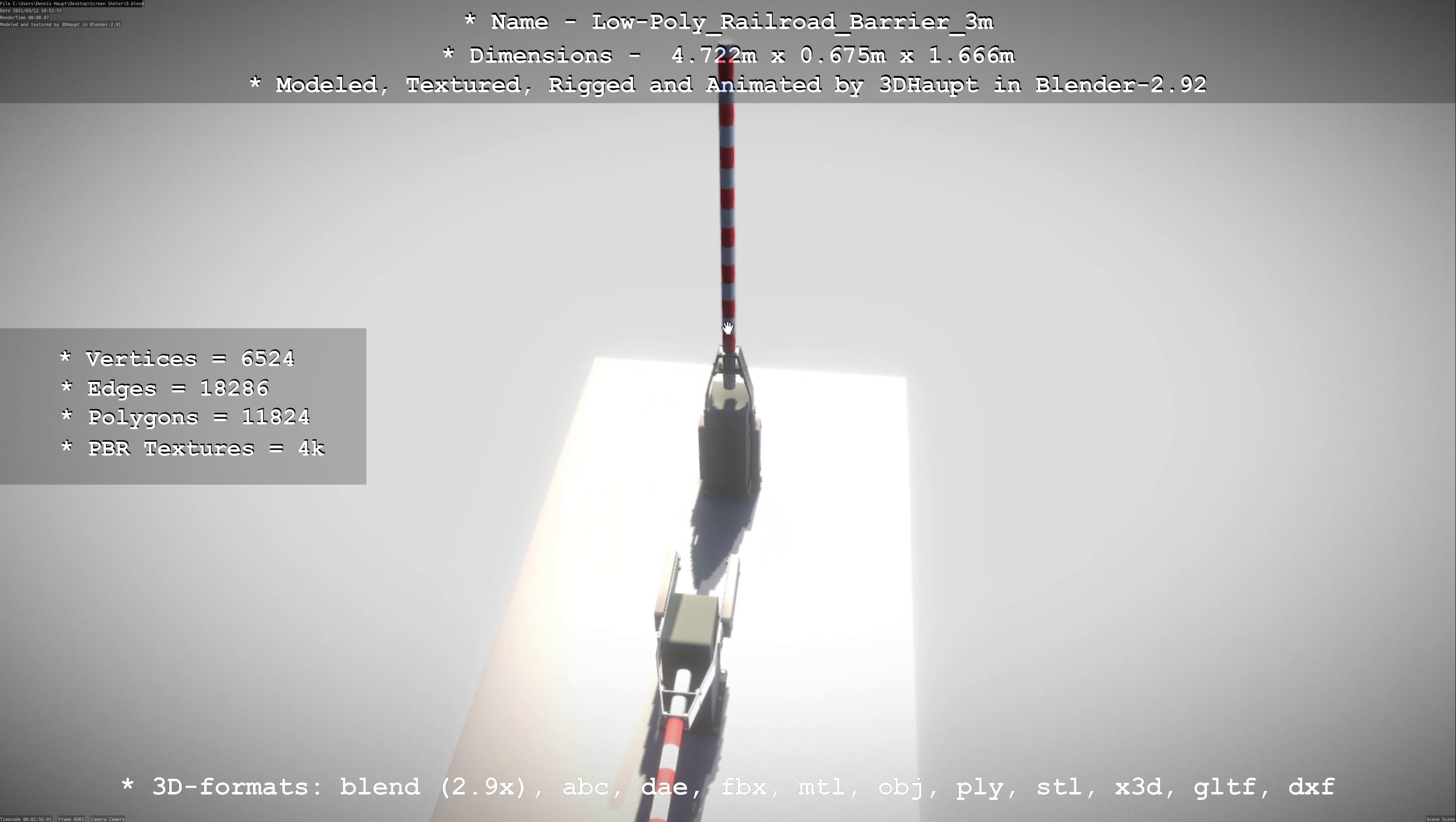 Low-Poly Railroad Barrier 3m Low-poly 3D model_67