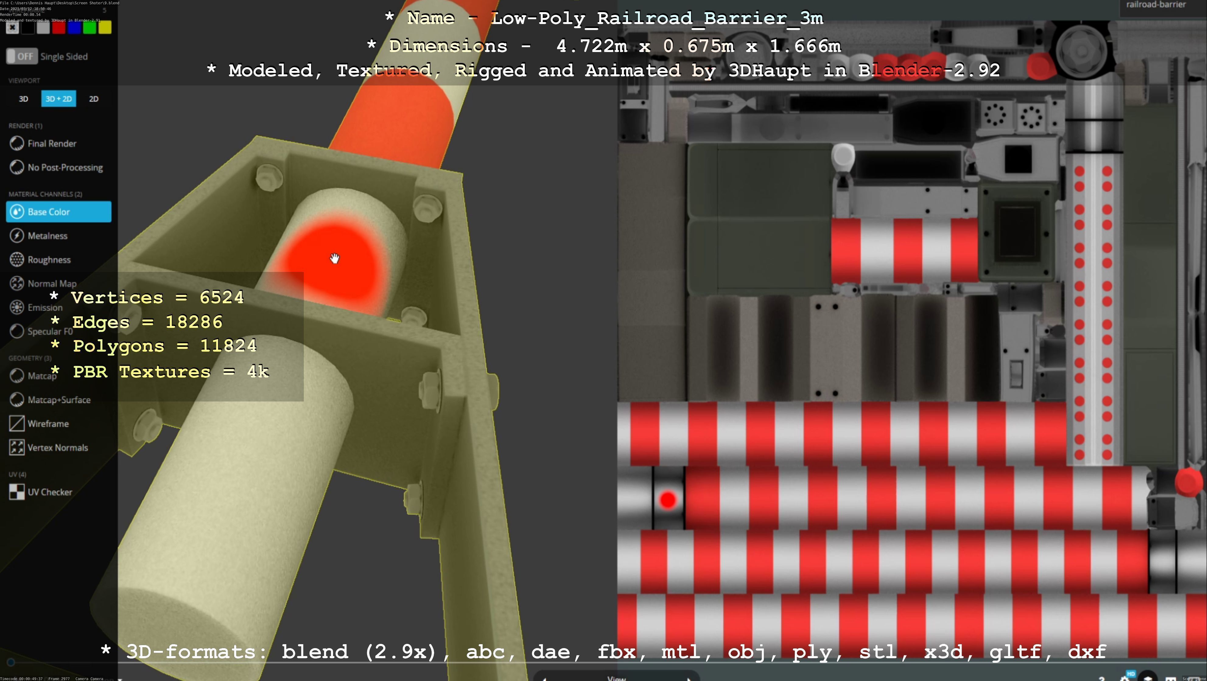 Low-Poly Railroad Barrier 3m Low-poly 3D model_18