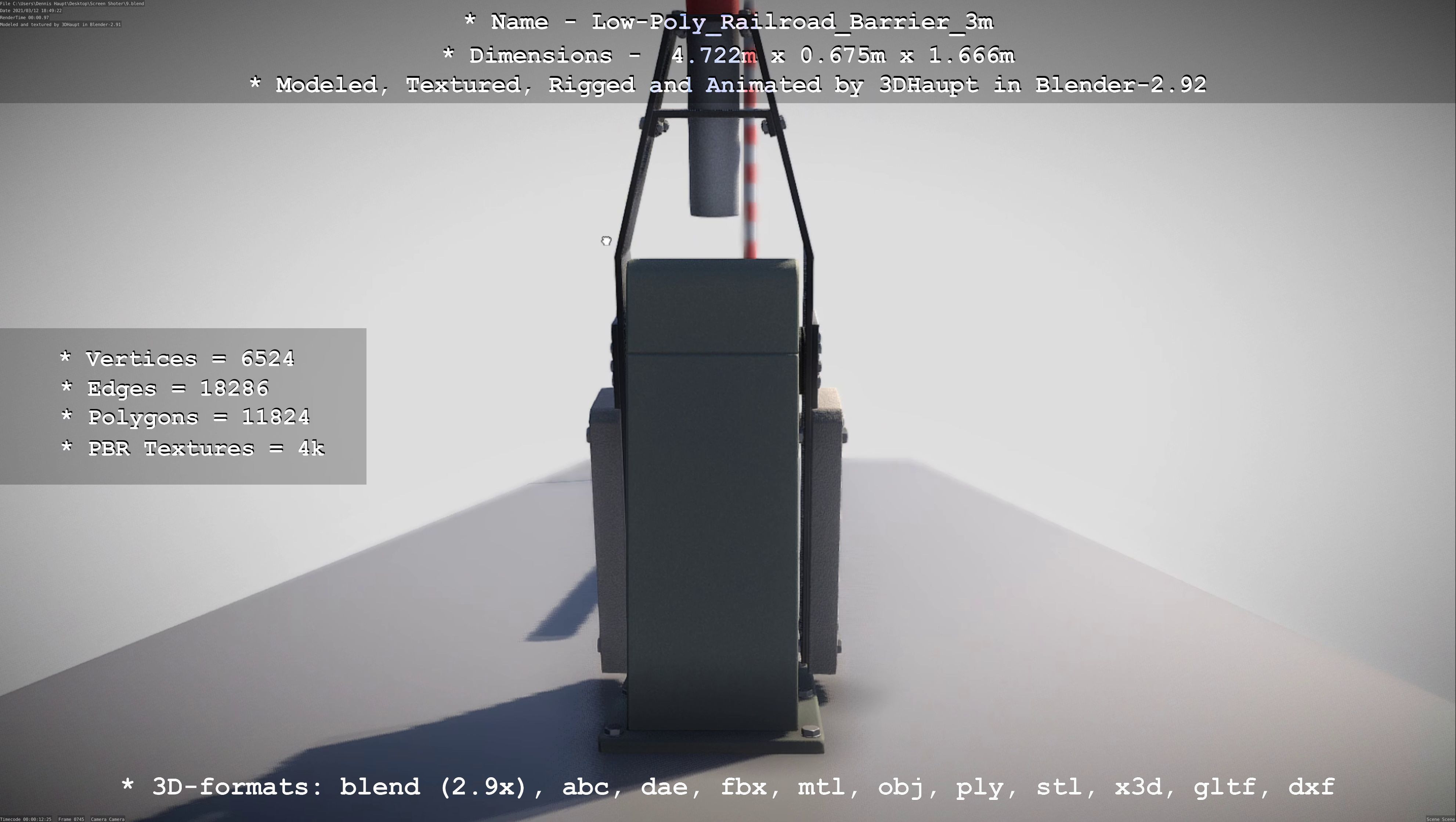 Low-Poly Railroad Barrier 3m Low-poly 3D model_58