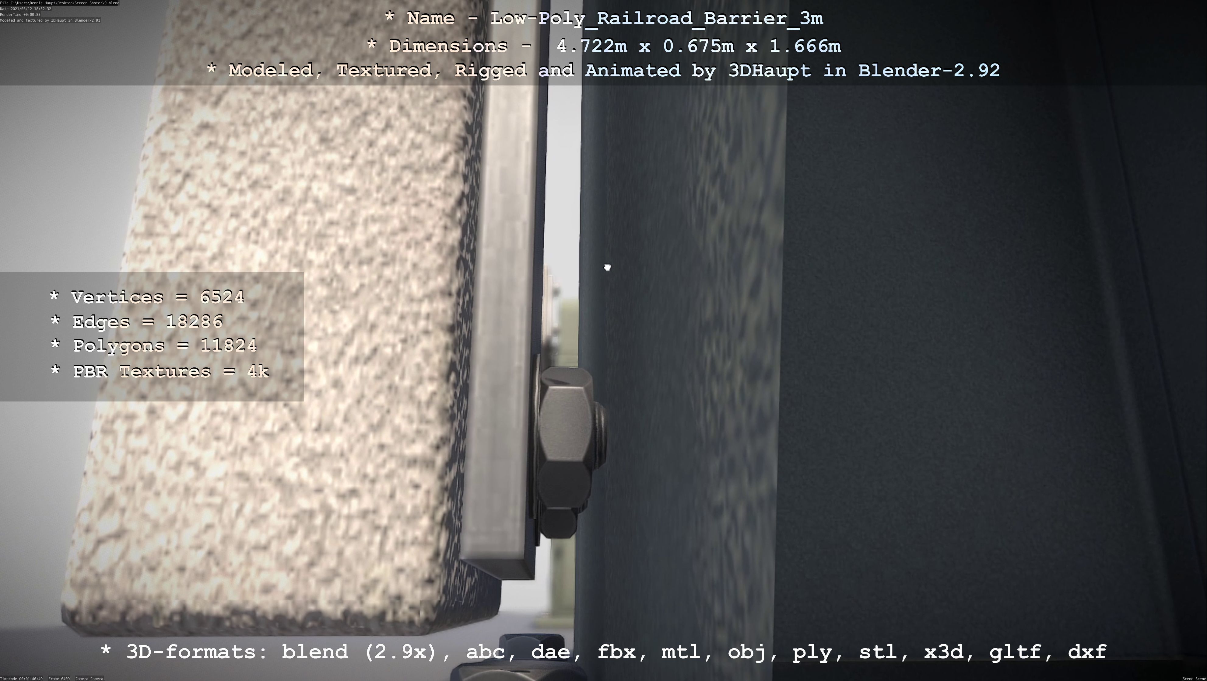 Low-Poly Railroad Barrier 3m Low-poly 3D model_57