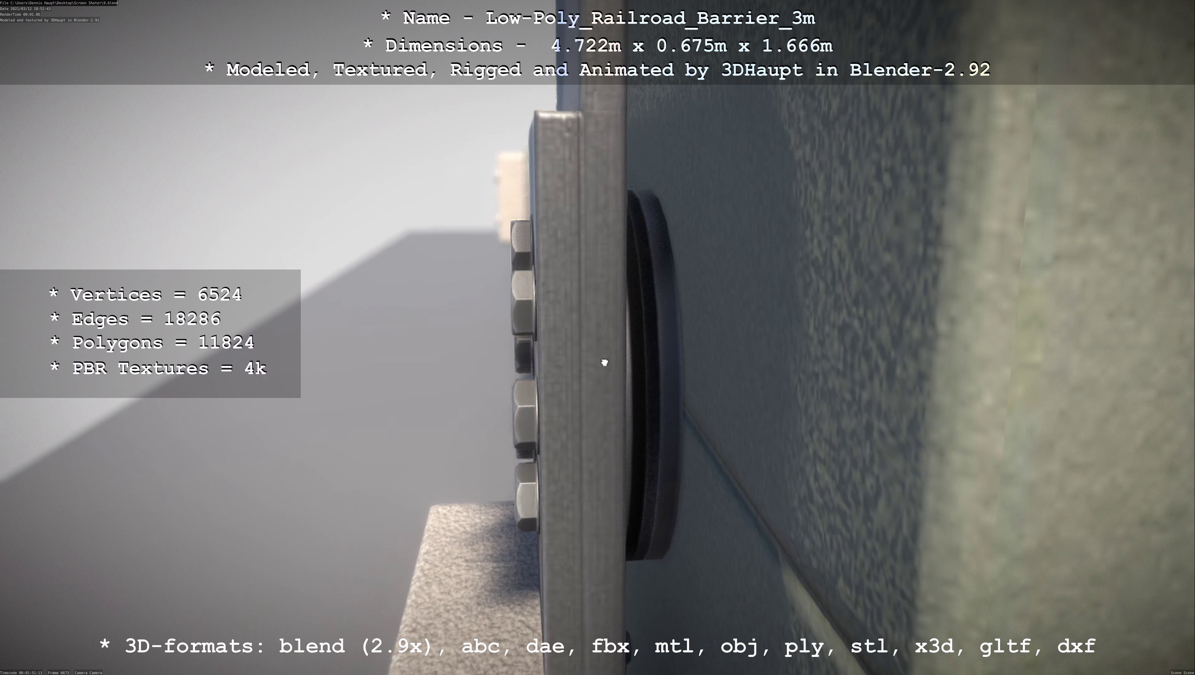 Low-Poly Railroad Barrier 3m Low-poly 3D model_63