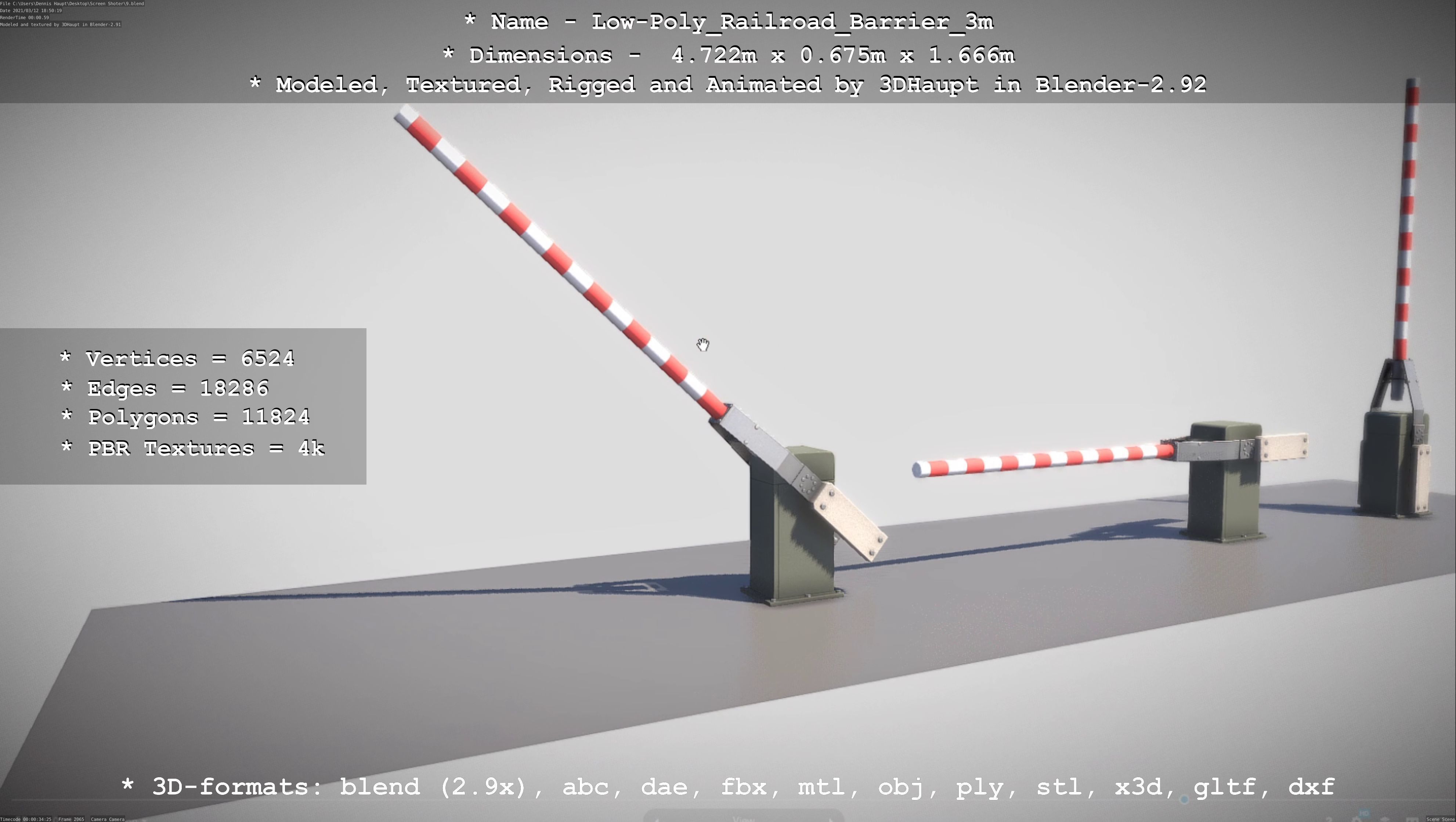 Low-Poly Railroad Barrier 3m Low-poly 3D model_45