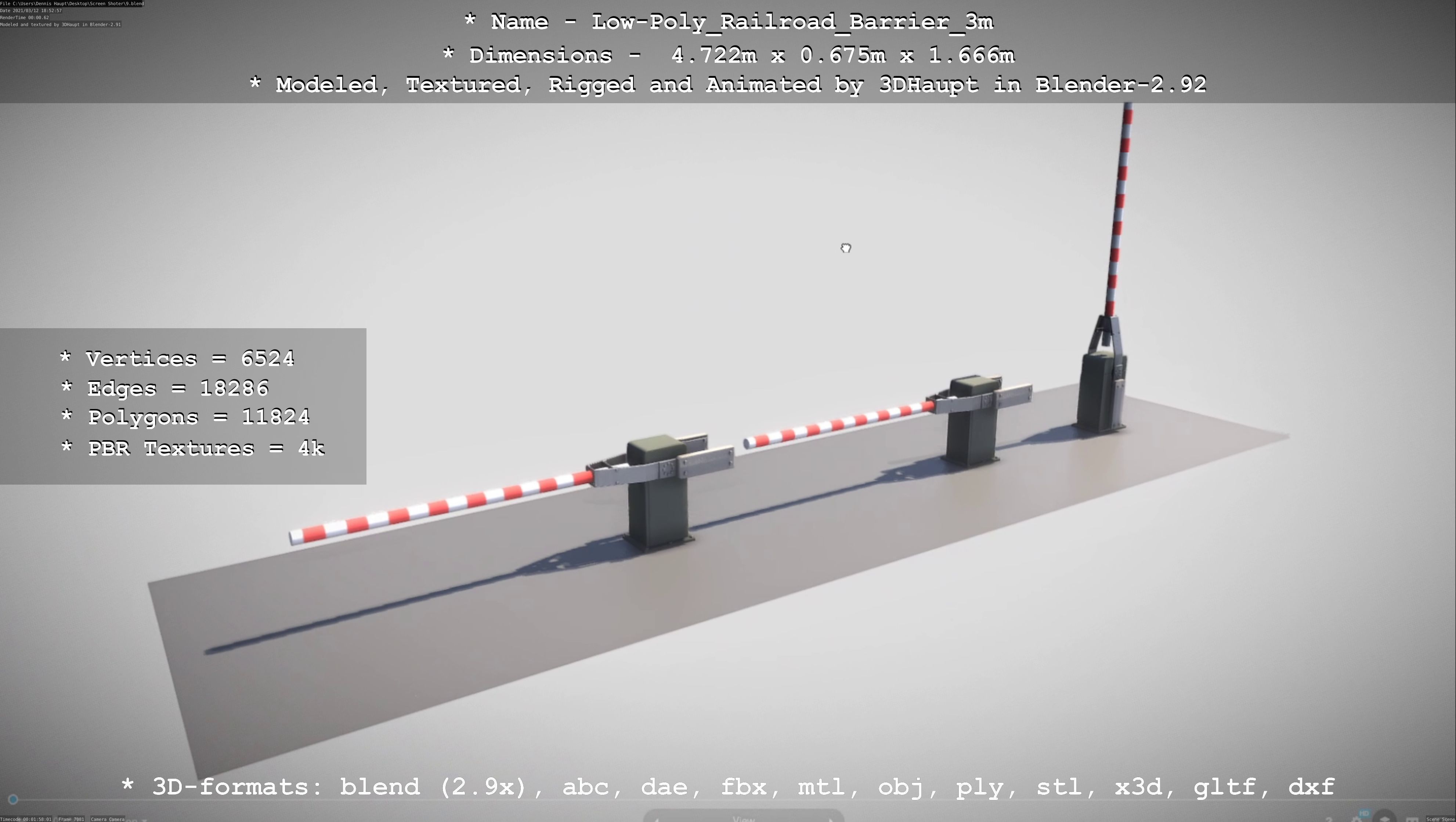 Low-Poly Railroad Barrier 3m Low-poly 3D model_70