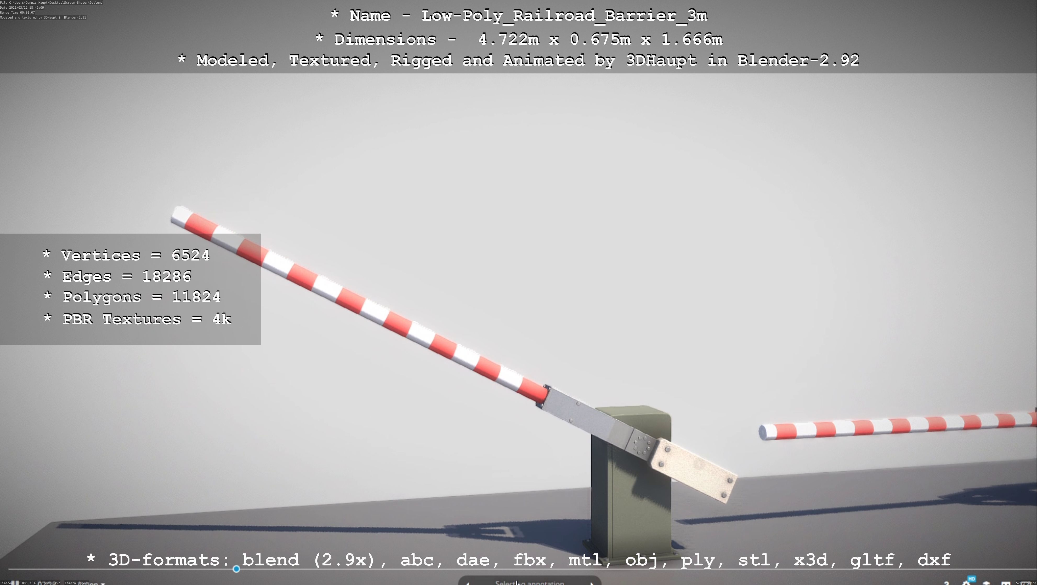 Low-Poly Railroad Barrier 3m Low-poly 3D model_25