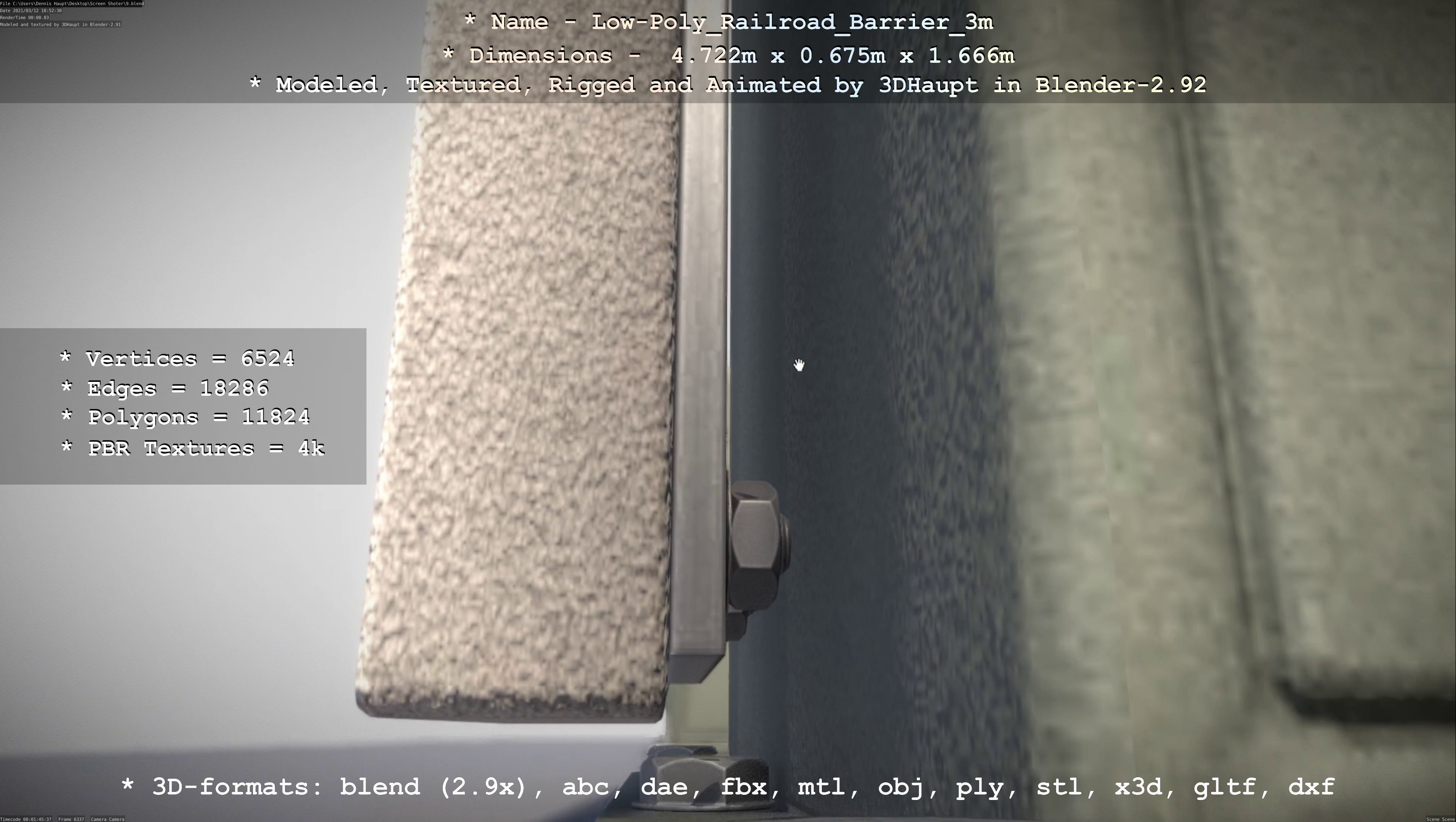 Low-Poly Railroad Barrier 3m Low-poly 3D model_55