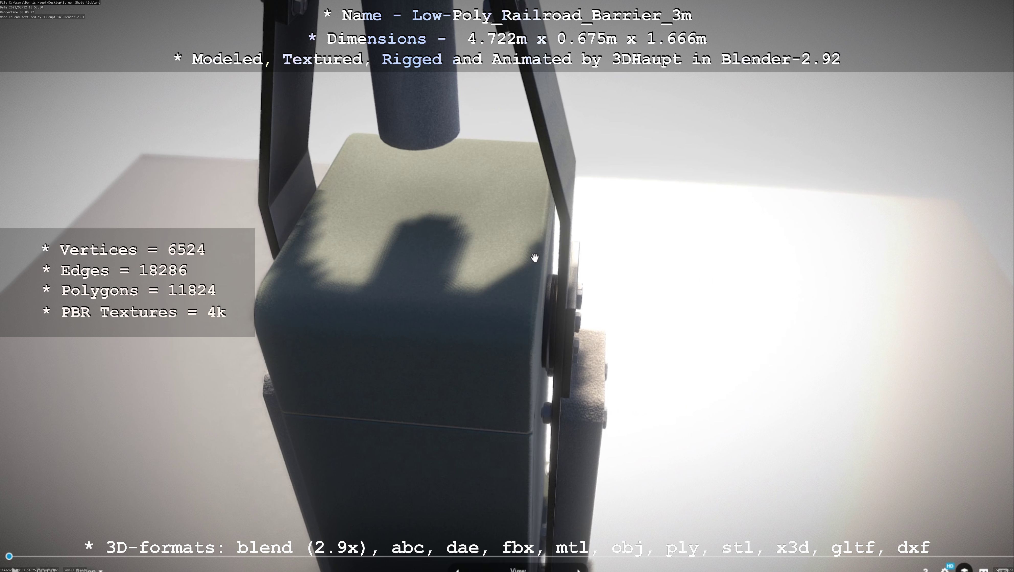 Low-Poly Railroad Barrier 3m Low-poly 3D model_22