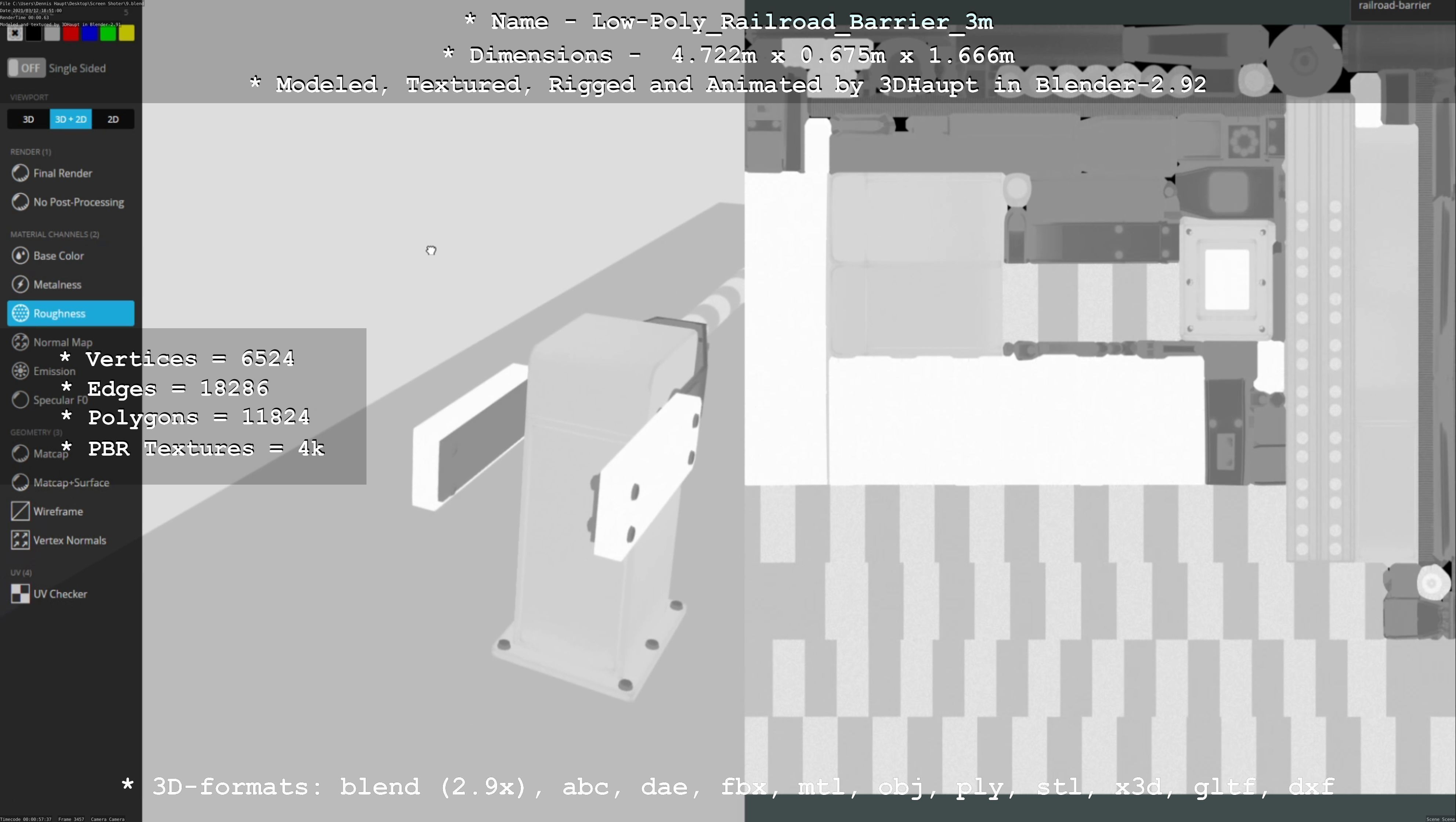 Low-Poly Railroad Barrier 3m Low-poly 3D model_20