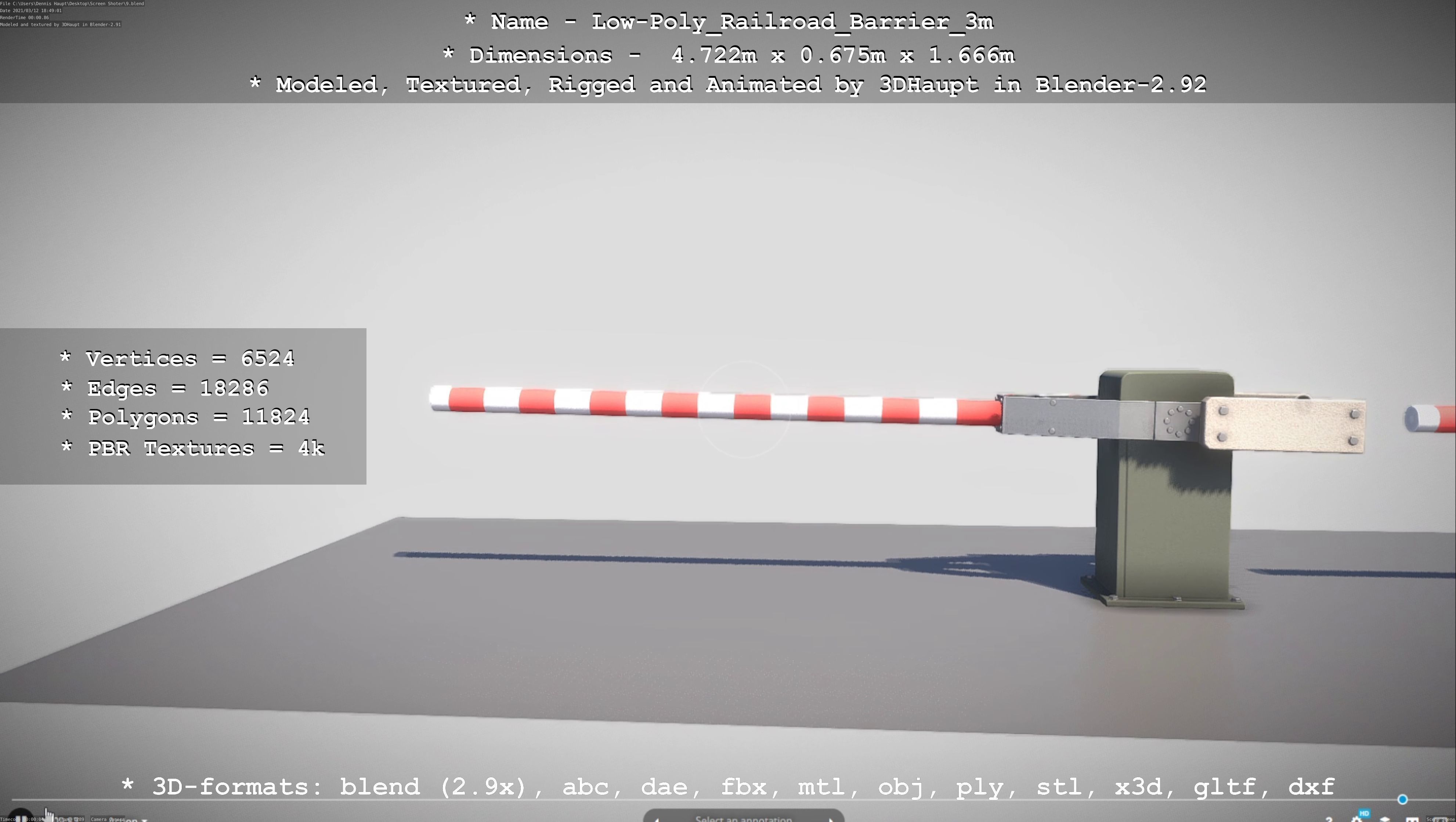 Low-Poly Railroad Barrier 3m Low-poly 3D model_74