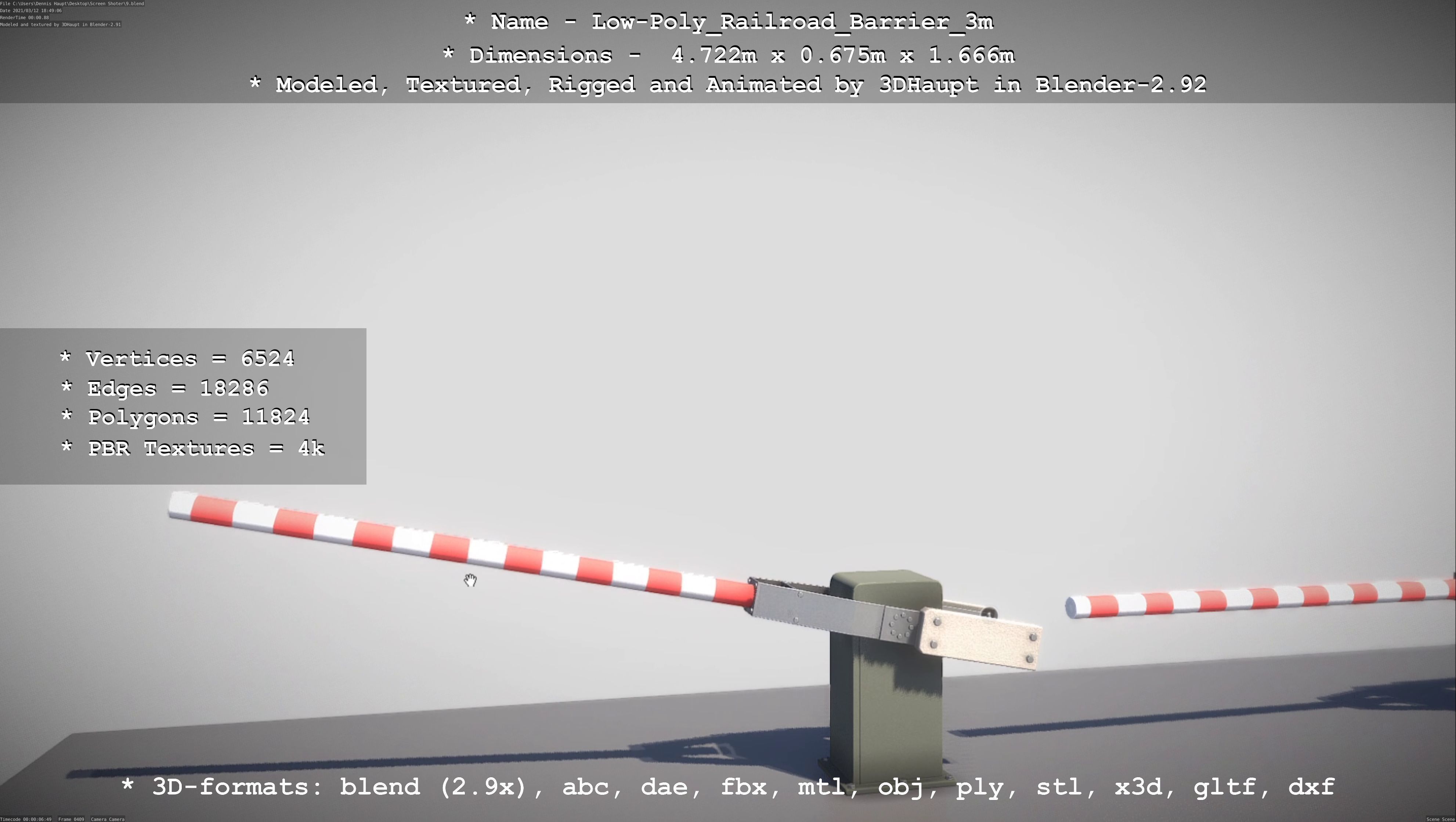 Low-Poly Railroad Barrier 3m Low-poly 3D model_77