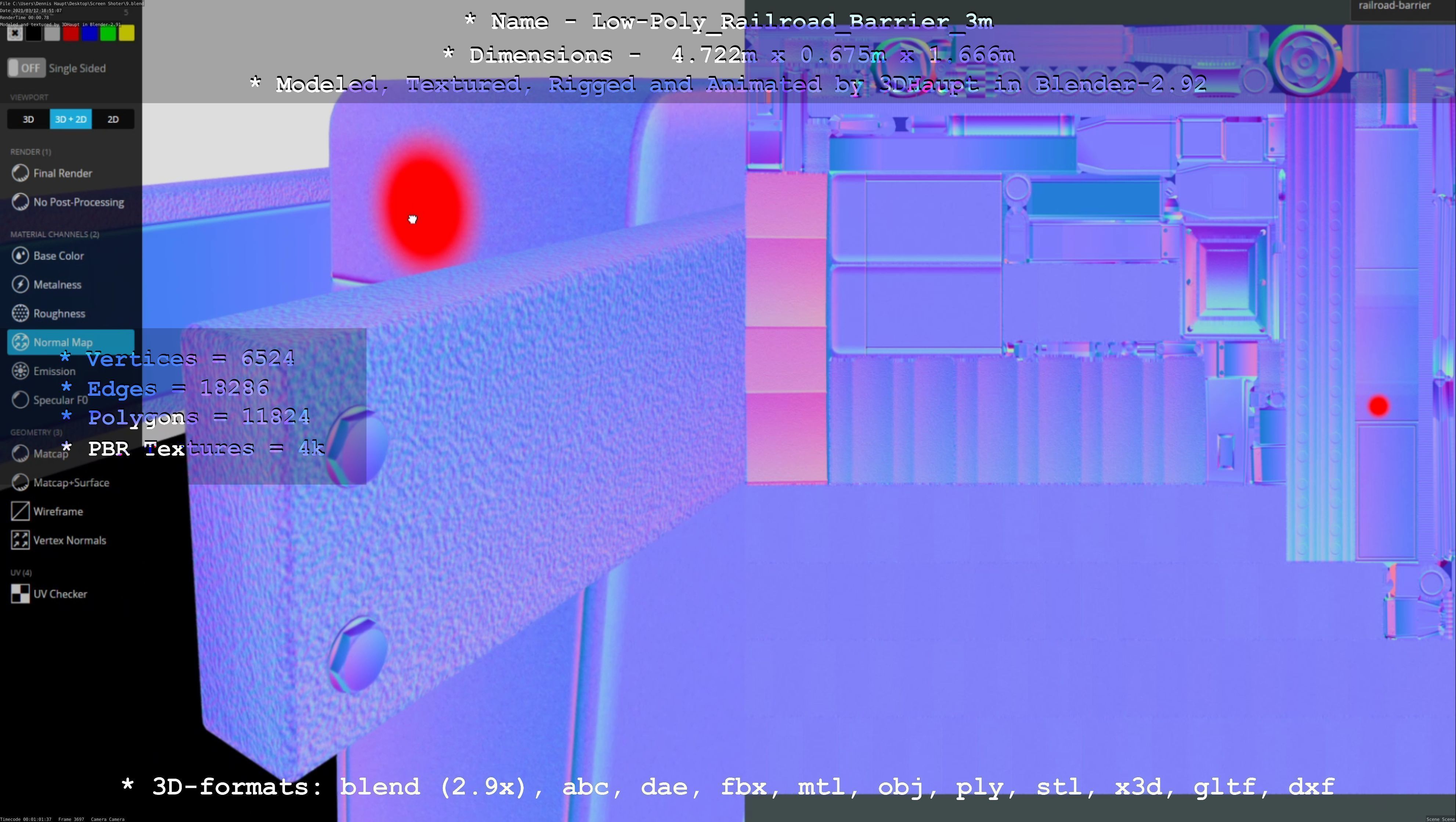 Low-Poly Railroad Barrier 3m Low-poly 3D model_21