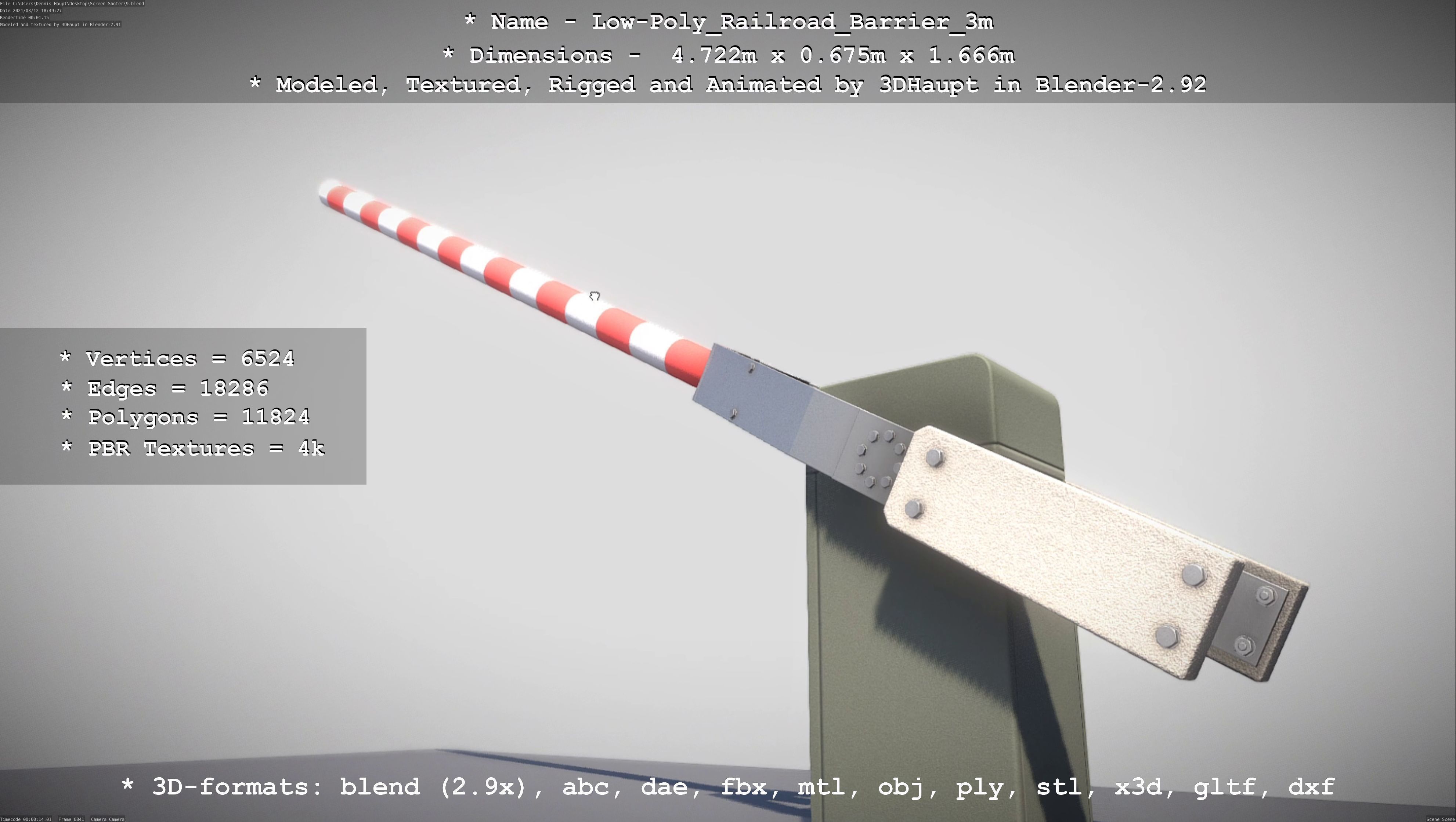 Low-Poly Railroad Barrier 3m Low-poly 3D model_78