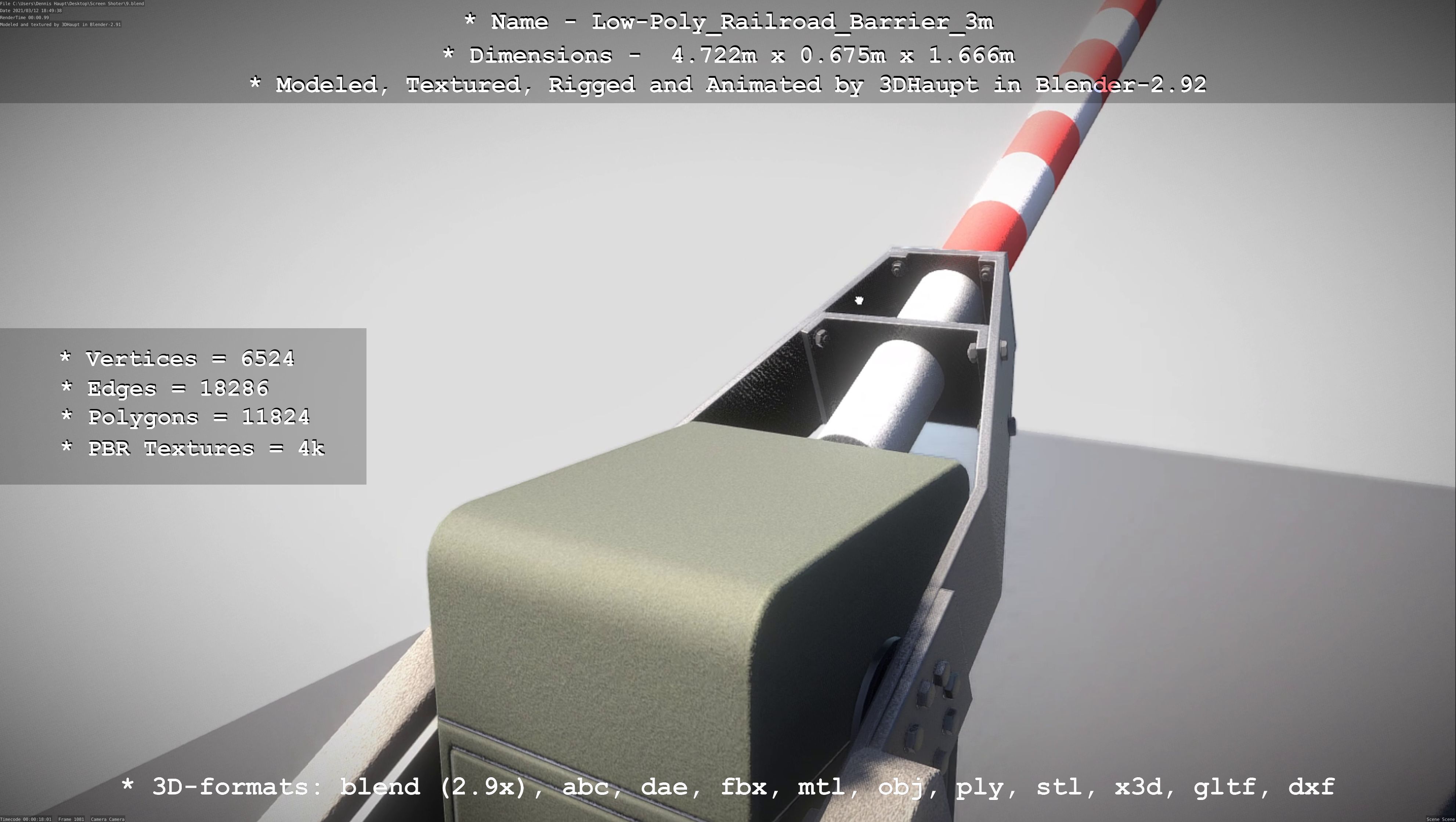 Low-Poly Railroad Barrier 3m Low-poly 3D model_81