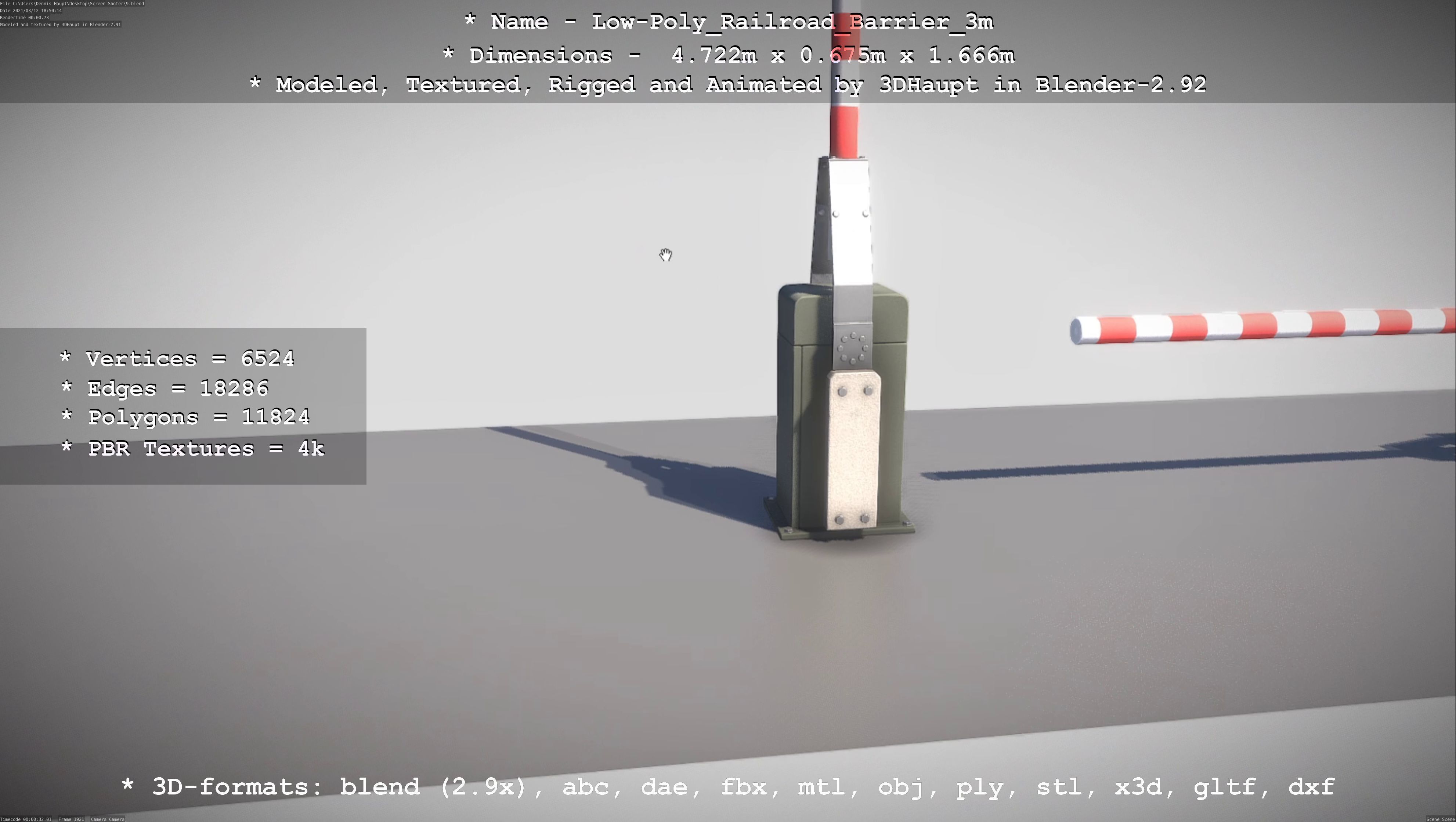 Low-Poly Railroad Barrier 3m Low-poly 3D model_41