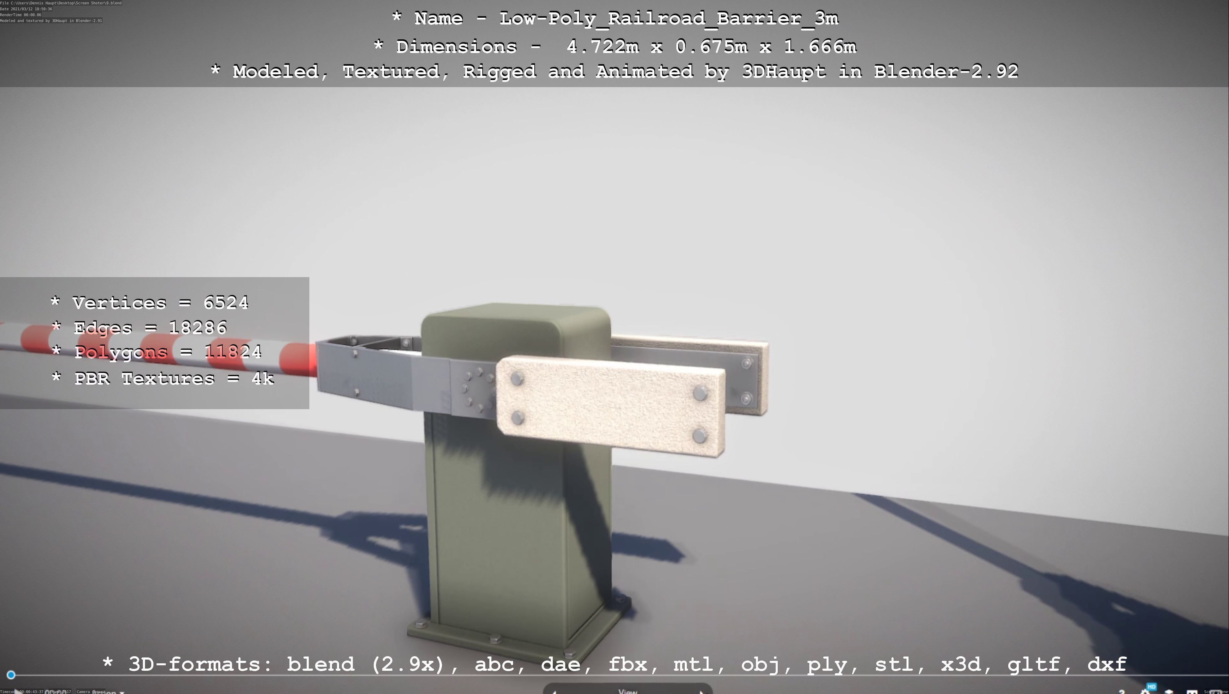 Low-Poly Railroad Barrier 3m Low-poly 3D model_53