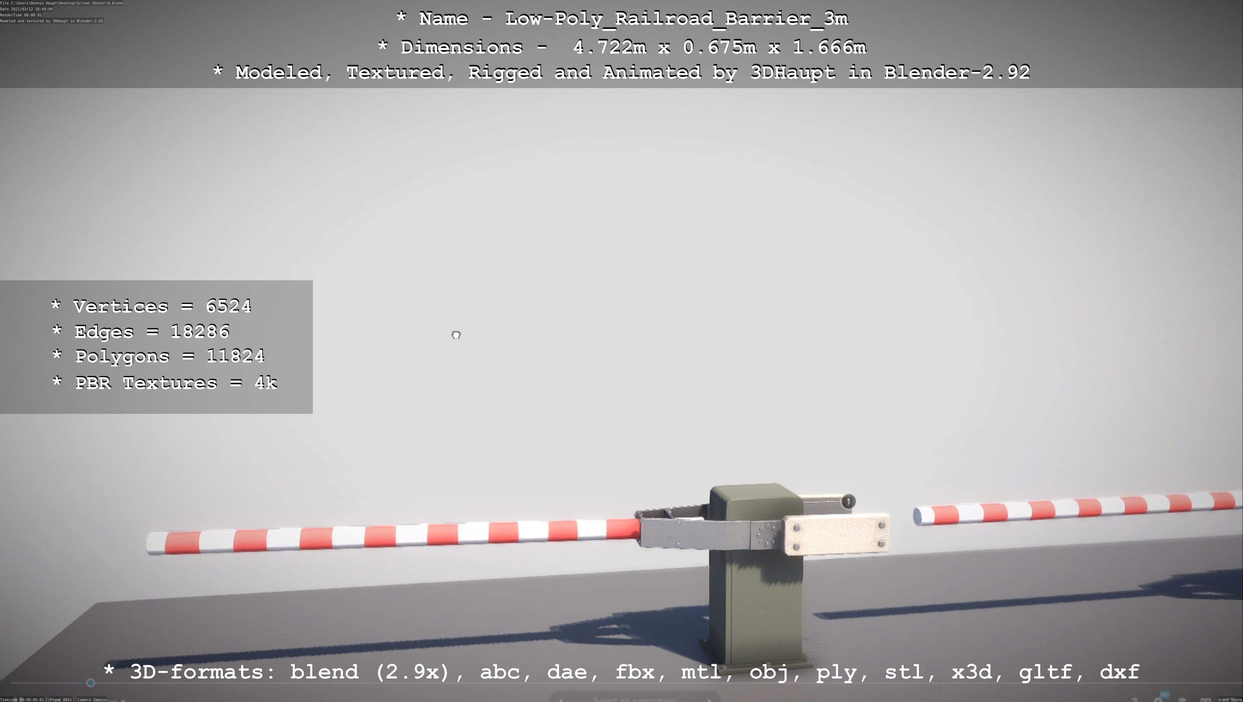 Low-Poly Railroad Barrier 3m Low-poly 3D model_76