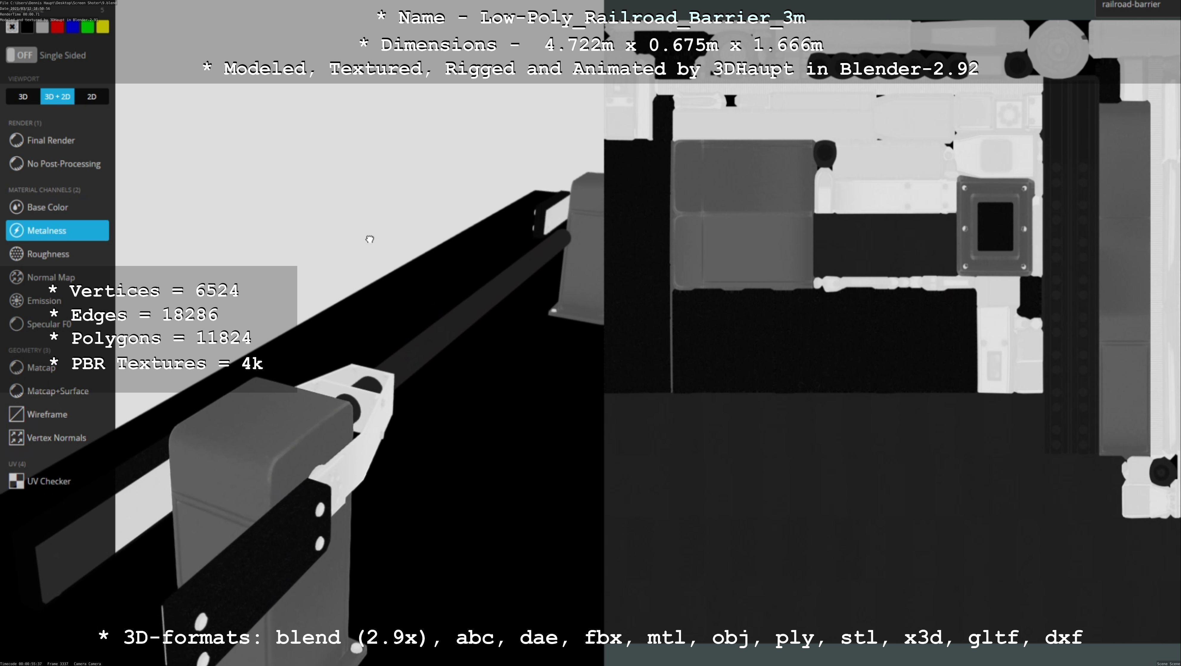 Low-Poly Railroad Barrier 3m Low-poly 3D model_19