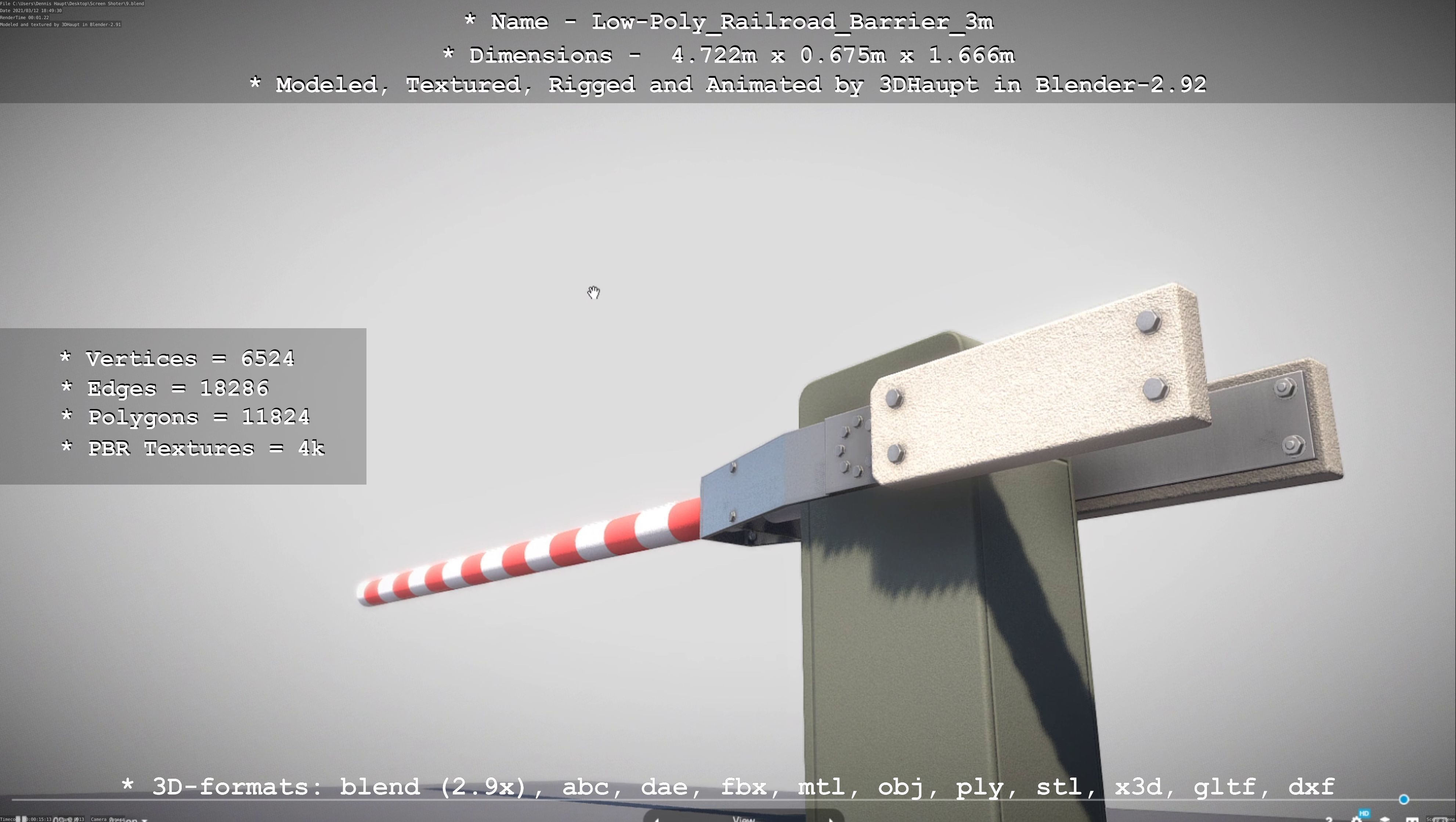 Low-Poly Railroad Barrier 3m Low-poly 3D model_80