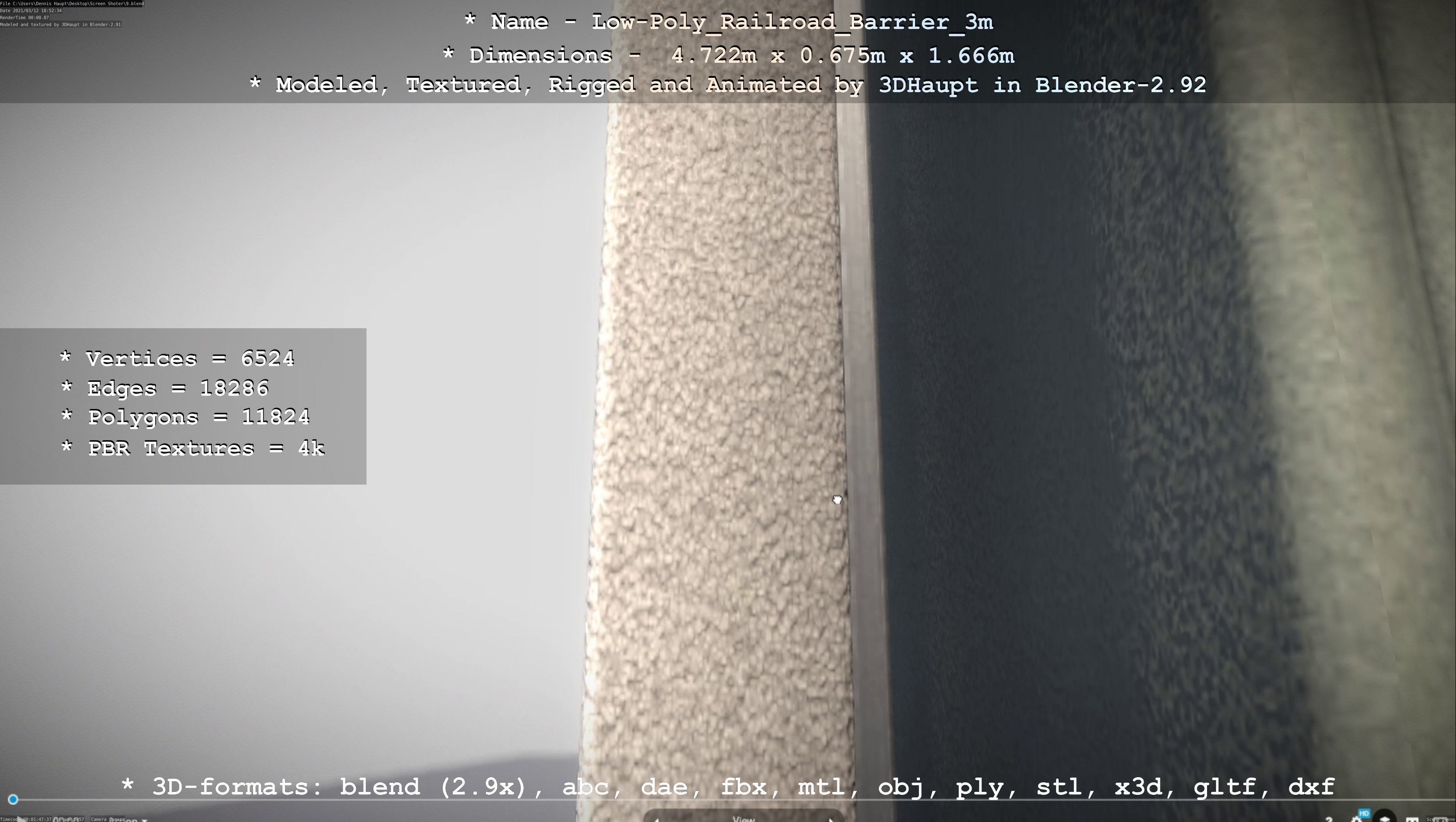 Low-Poly Railroad Barrier 3m Low-poly 3D model_59