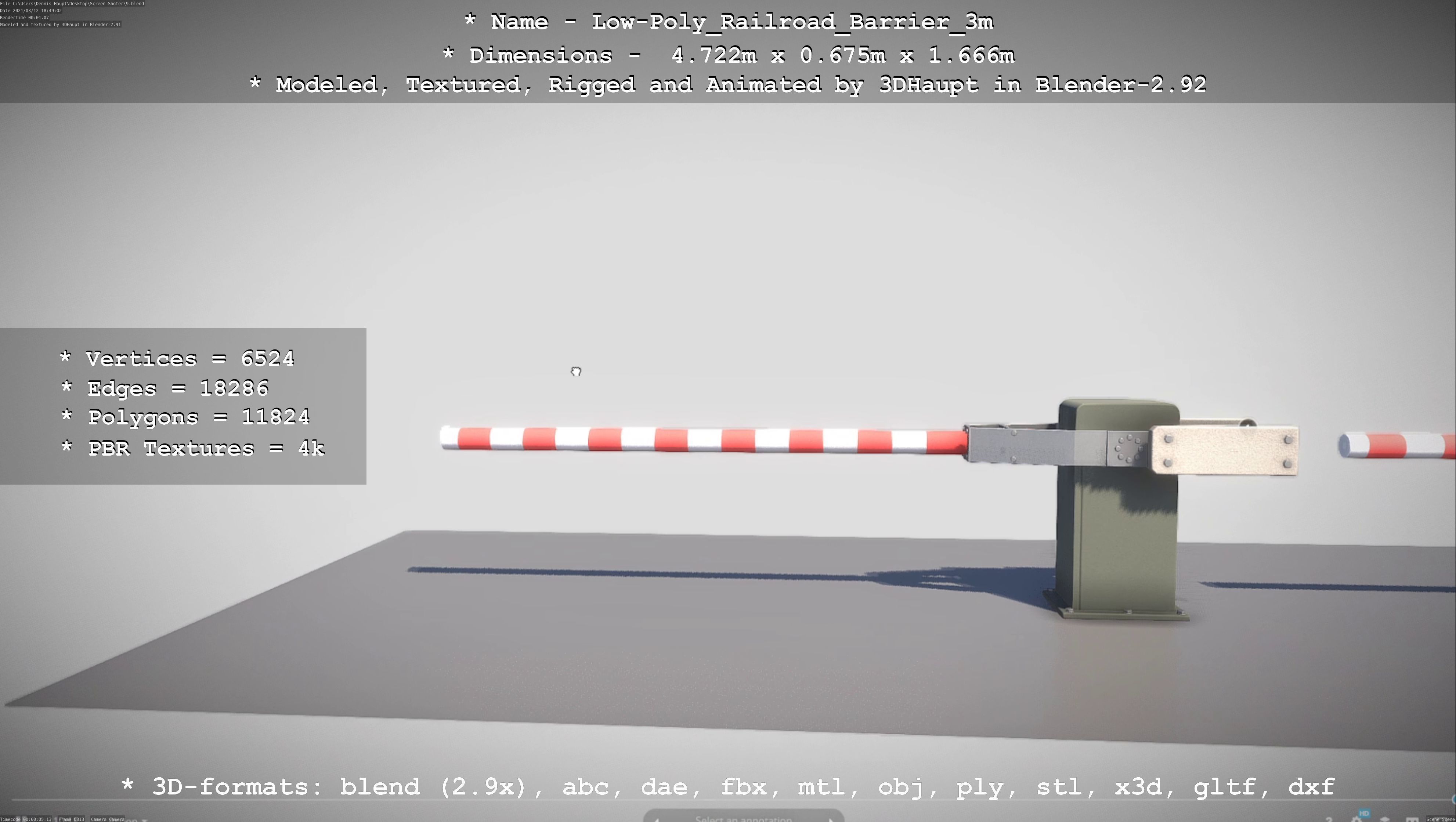 Low-Poly Railroad Barrier 3m Low-poly 3D model_75
