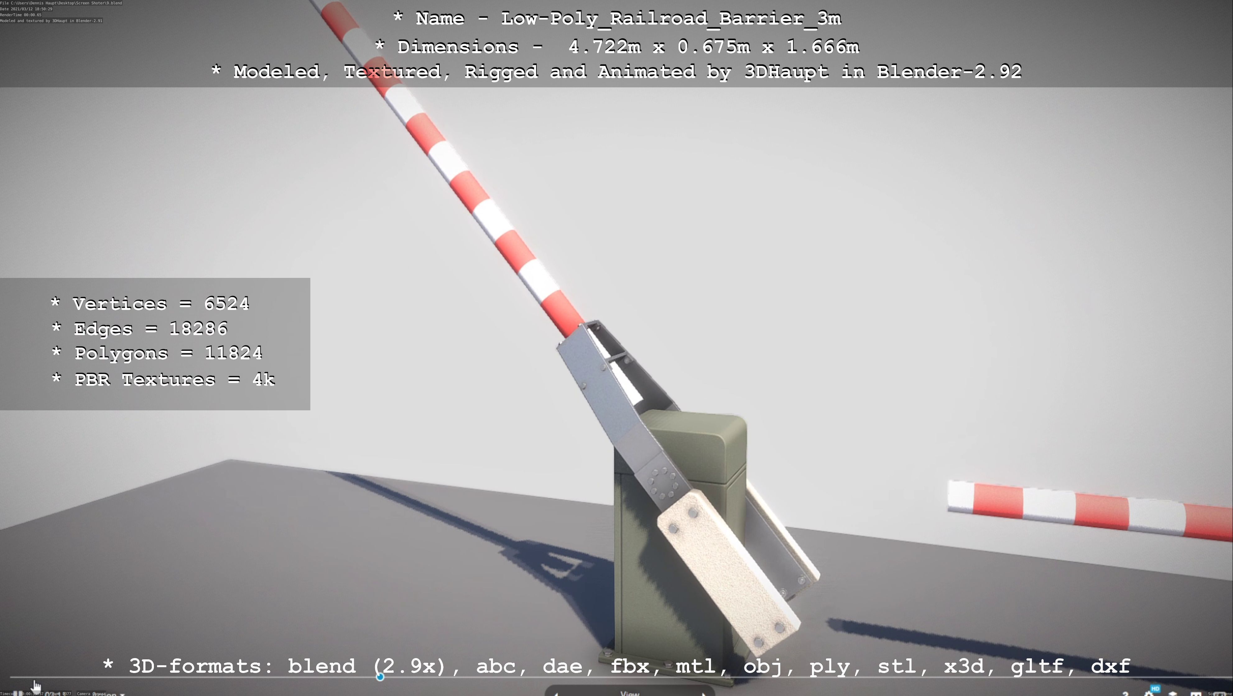 Low-Poly Railroad Barrier 3m Low-poly 3D model_50