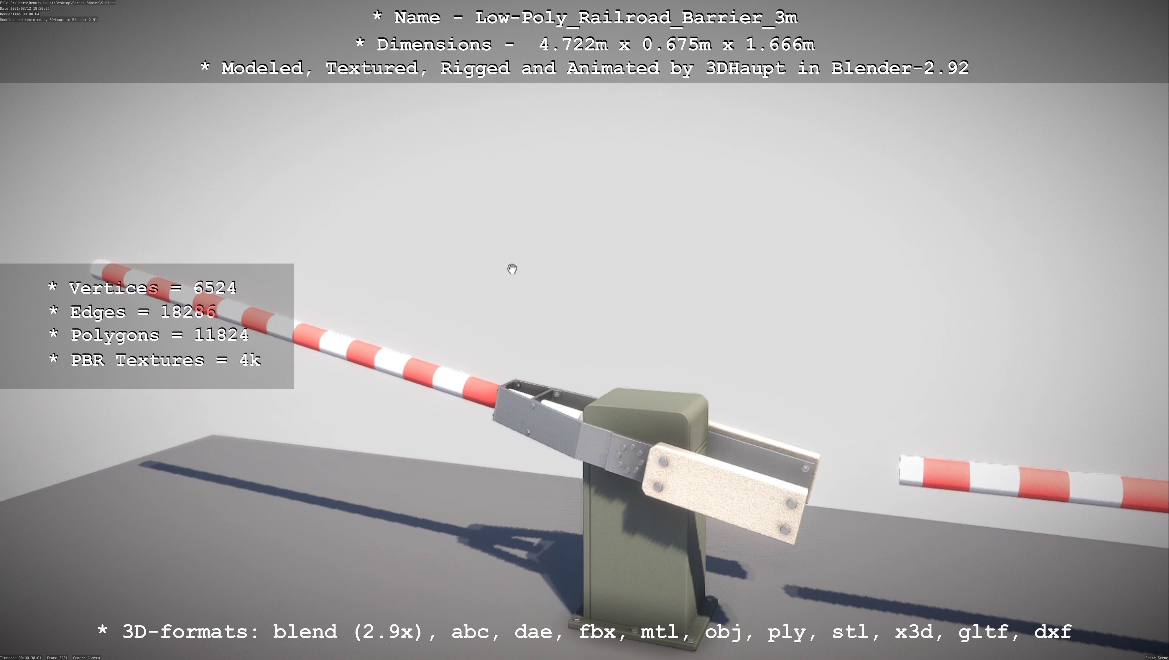 Low-Poly Railroad Barrier 3m Low-poly 3D model_46