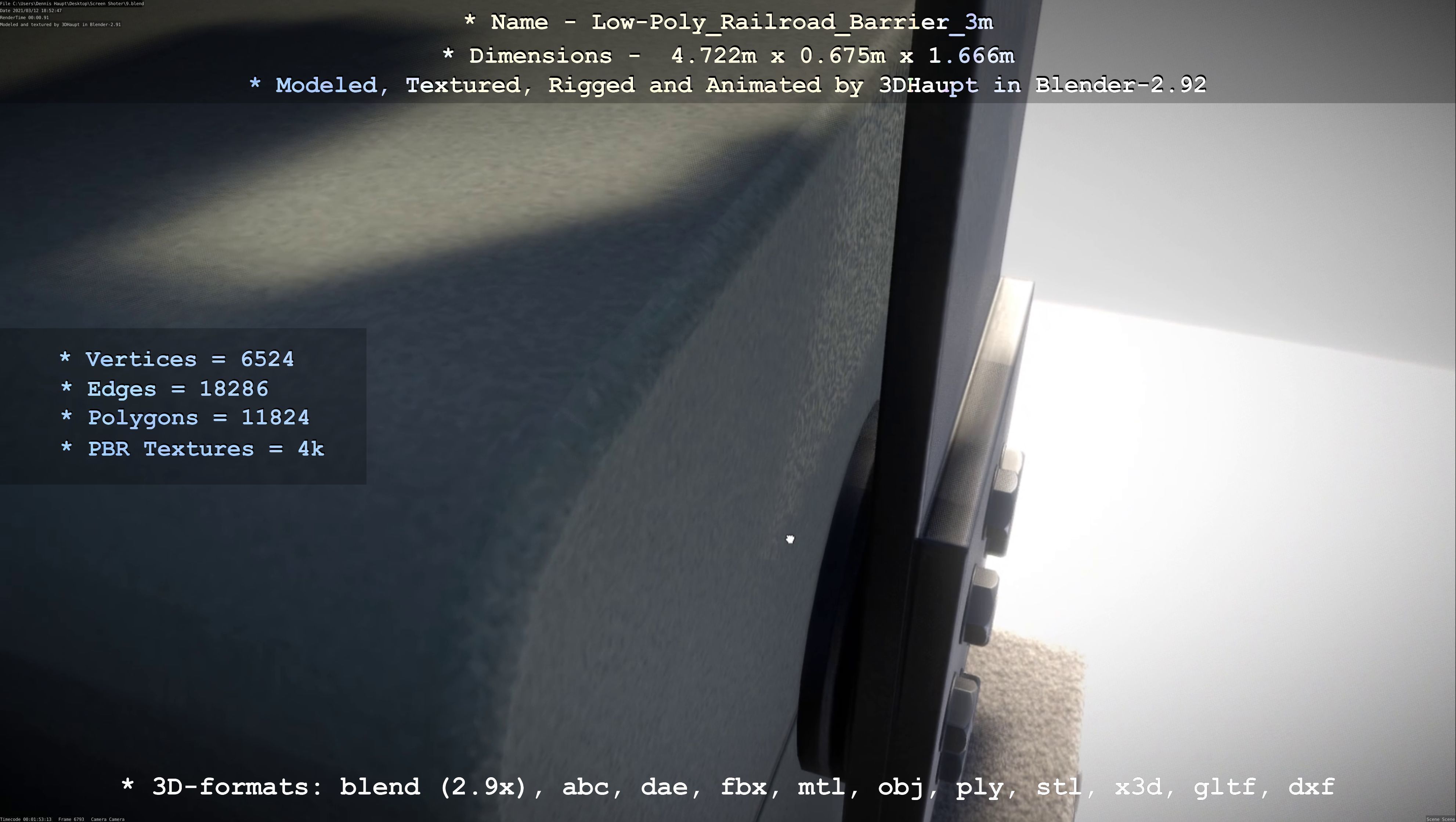 Low-Poly Railroad Barrier 3m Low-poly 3D model_66