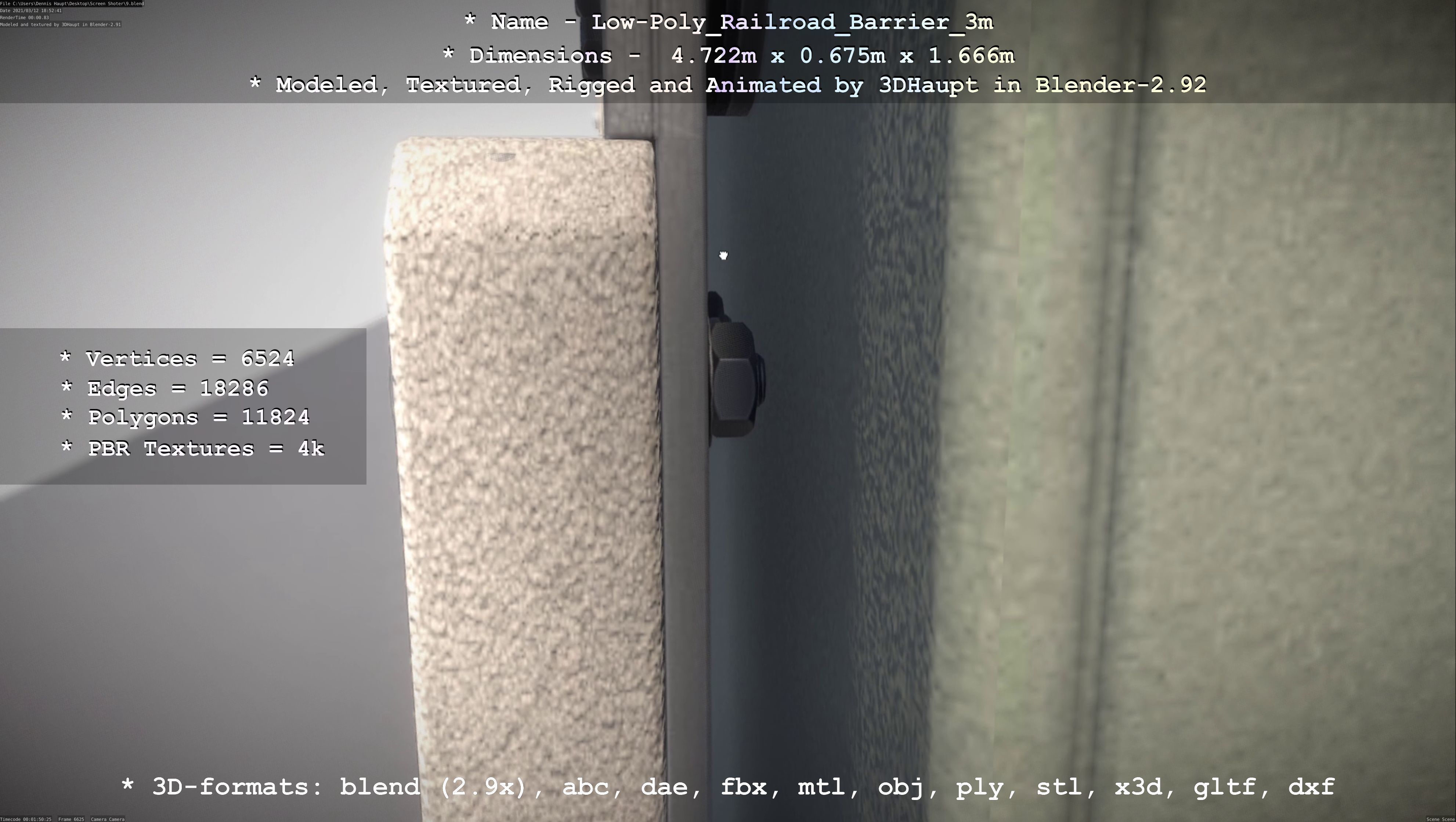 Low-Poly Railroad Barrier 3m Low-poly 3D model_61