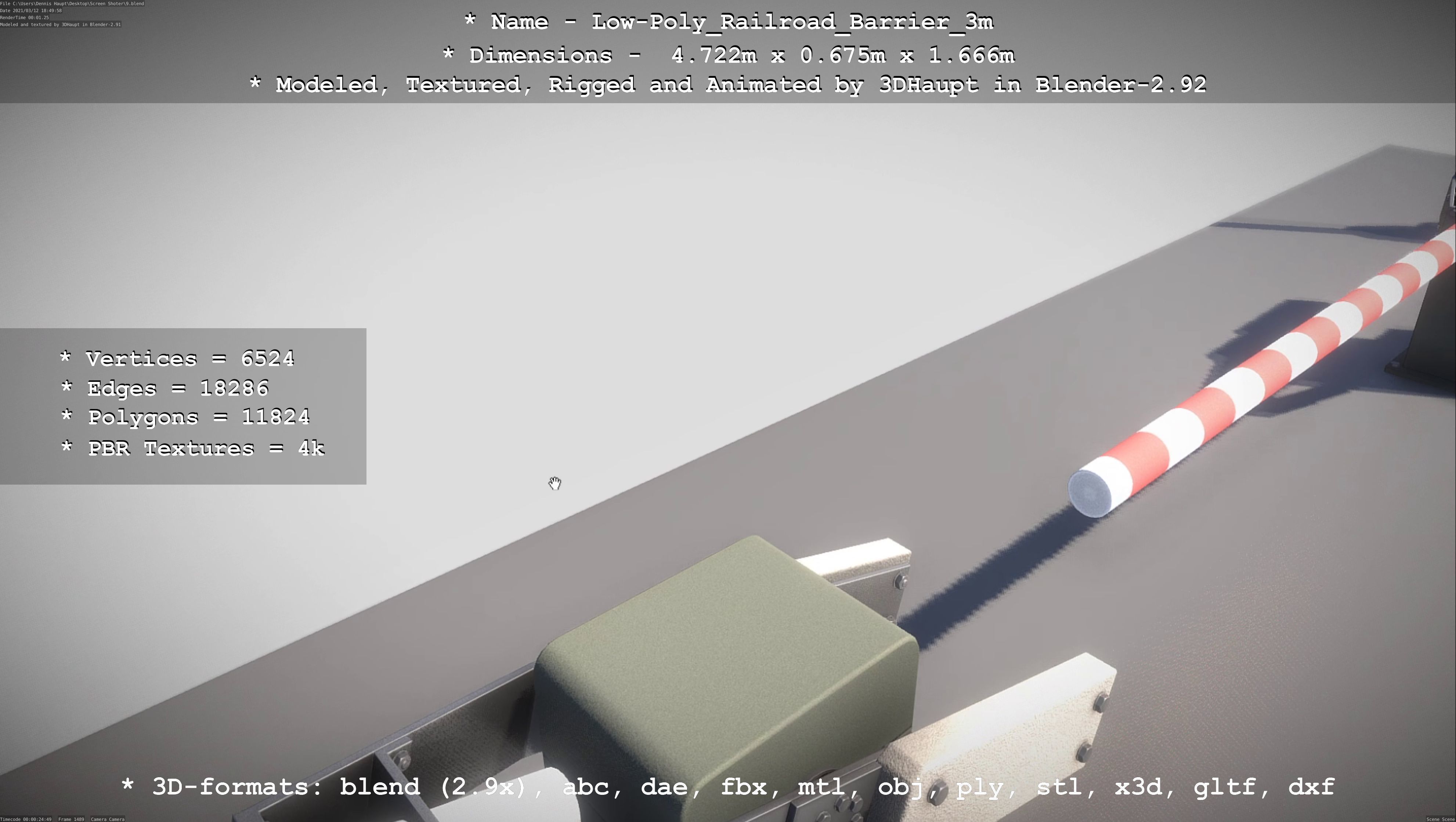 Low-Poly Railroad Barrier 3m Low-poly 3D model_32