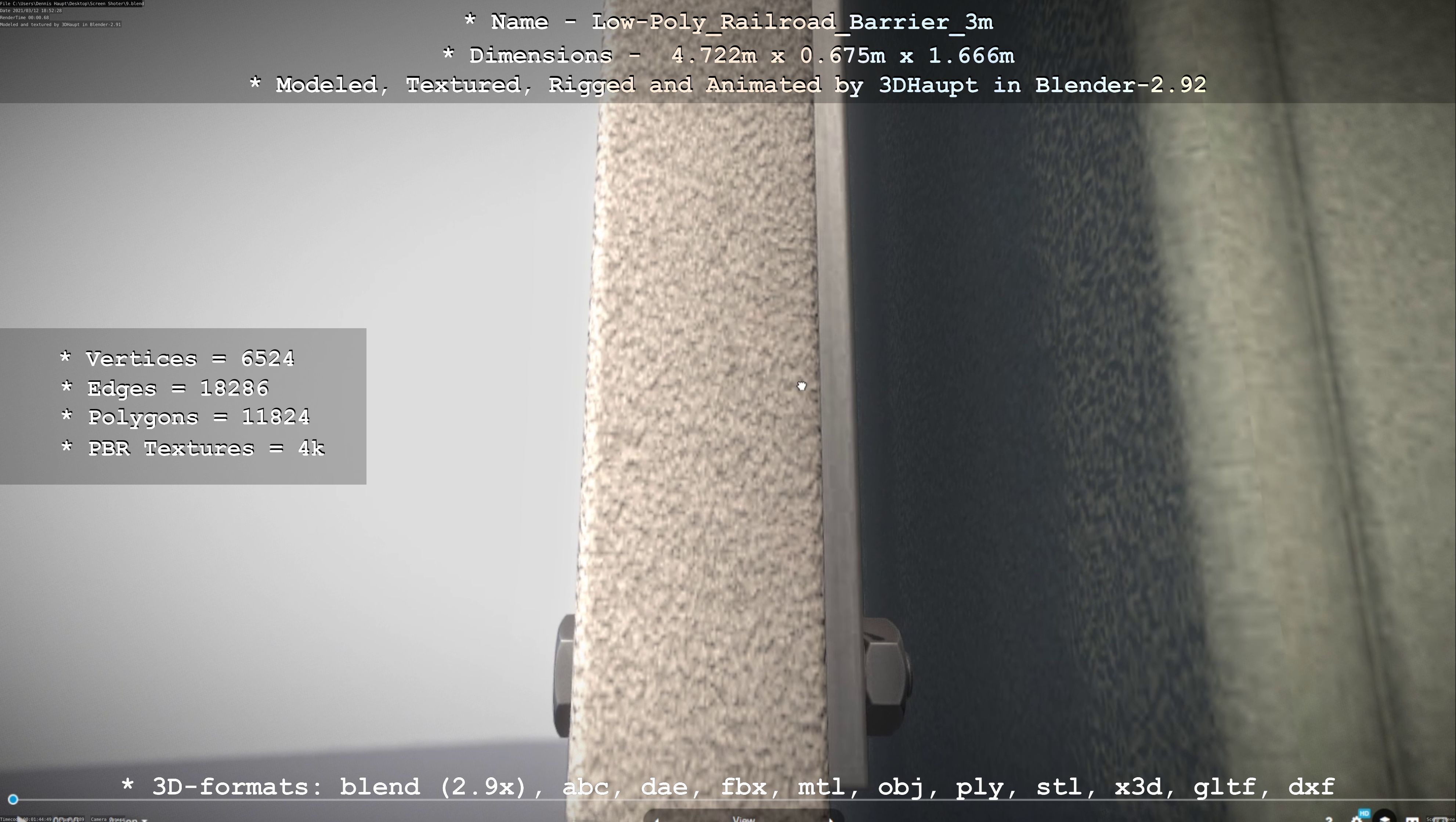 Low-Poly Railroad Barrier 3m Low-poly 3D model_54