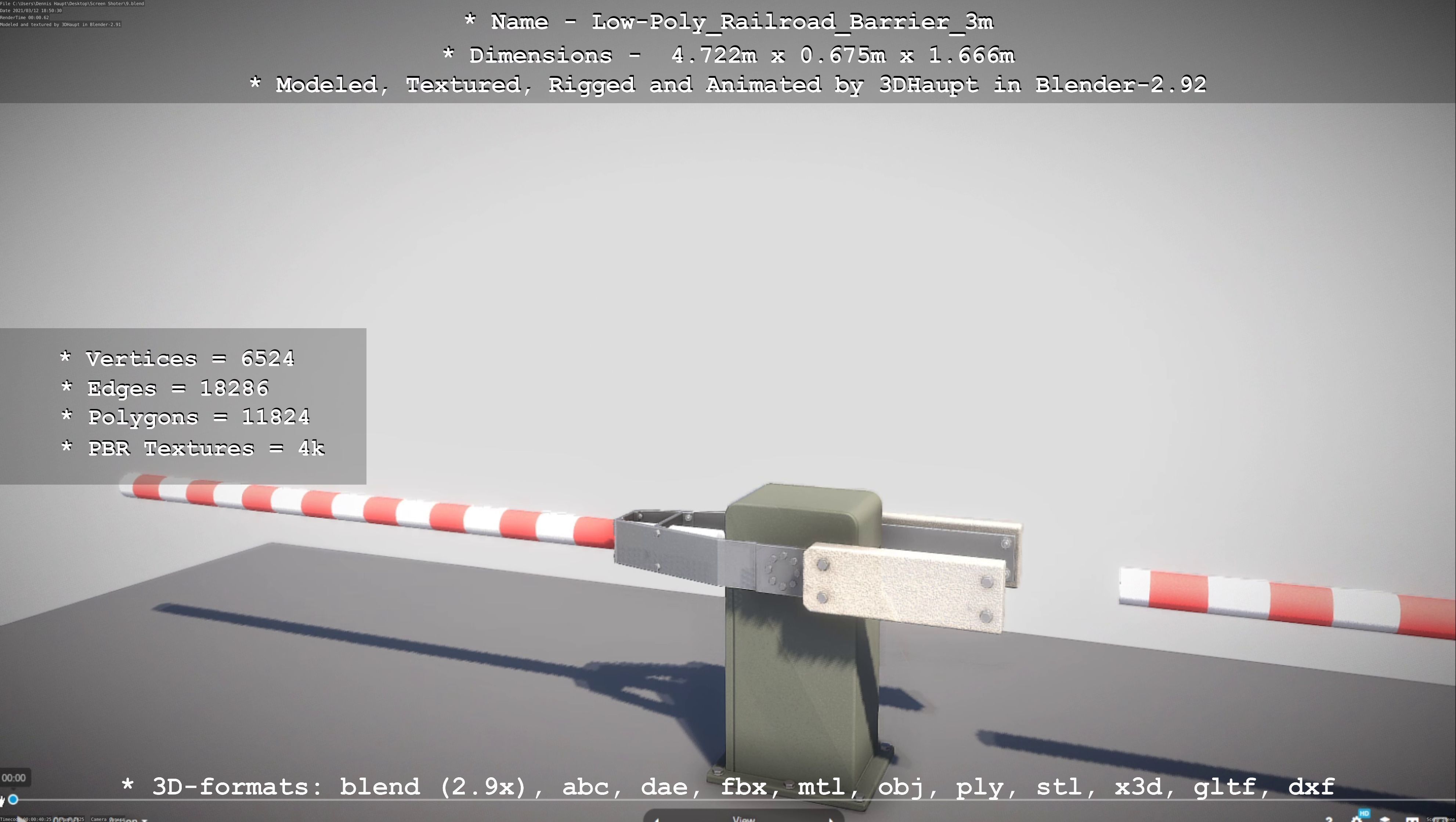 Low-Poly Railroad Barrier 3m Low-poly 3D model_52