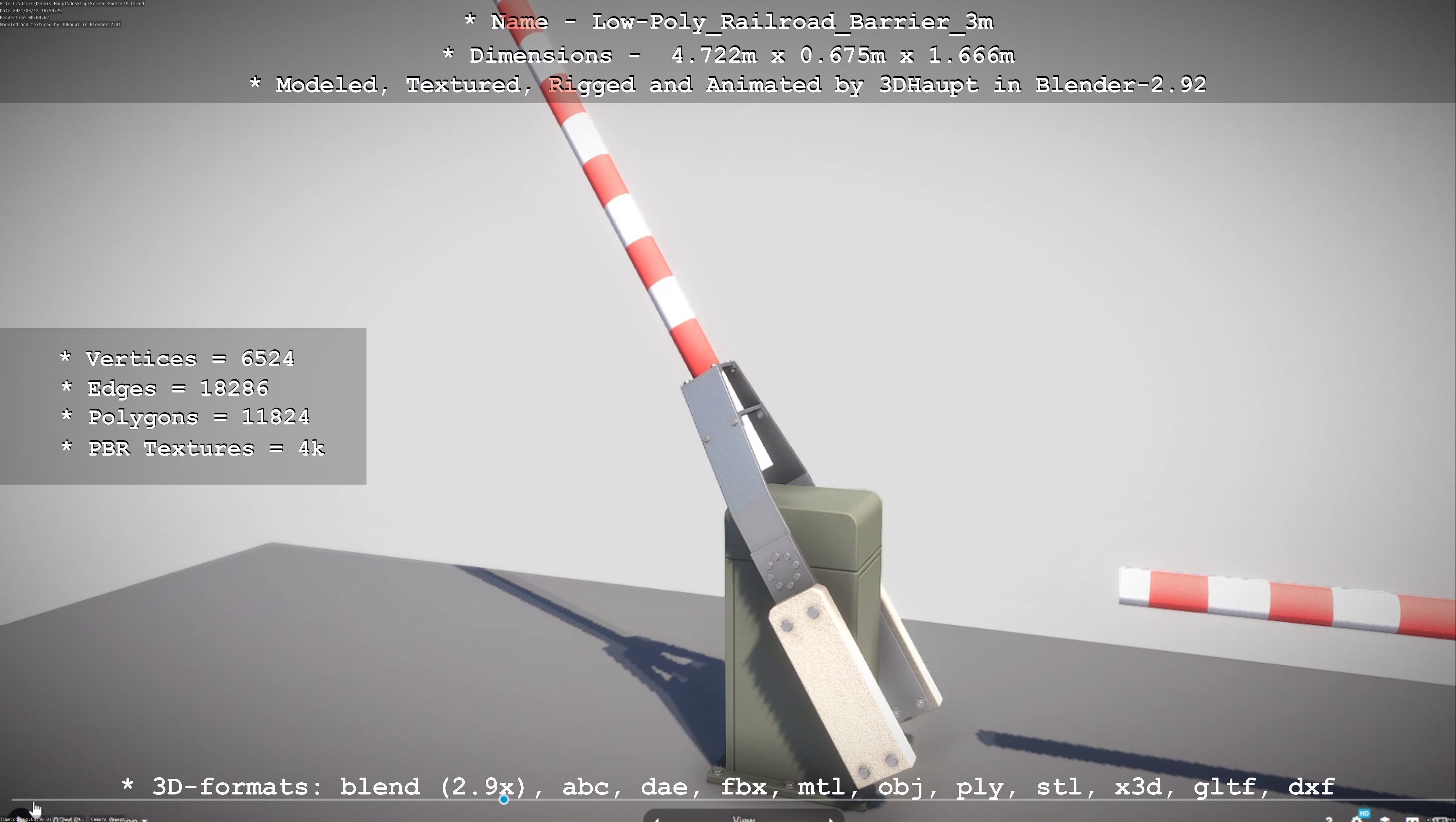 Low-Poly Railroad Barrier 3m Low-poly 3D model_51