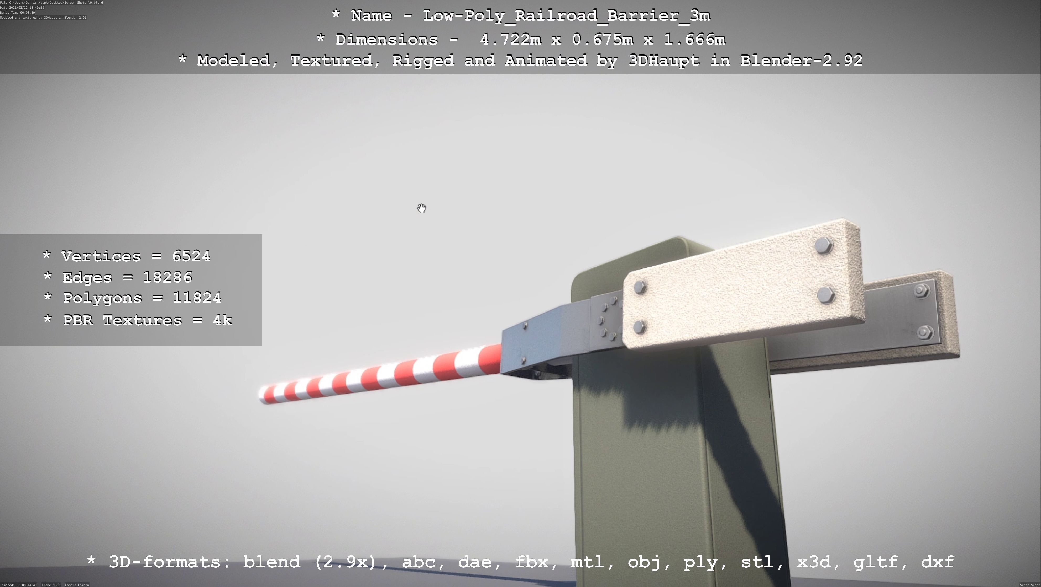 Low-Poly Railroad Barrier 3m Low-poly 3D model_79