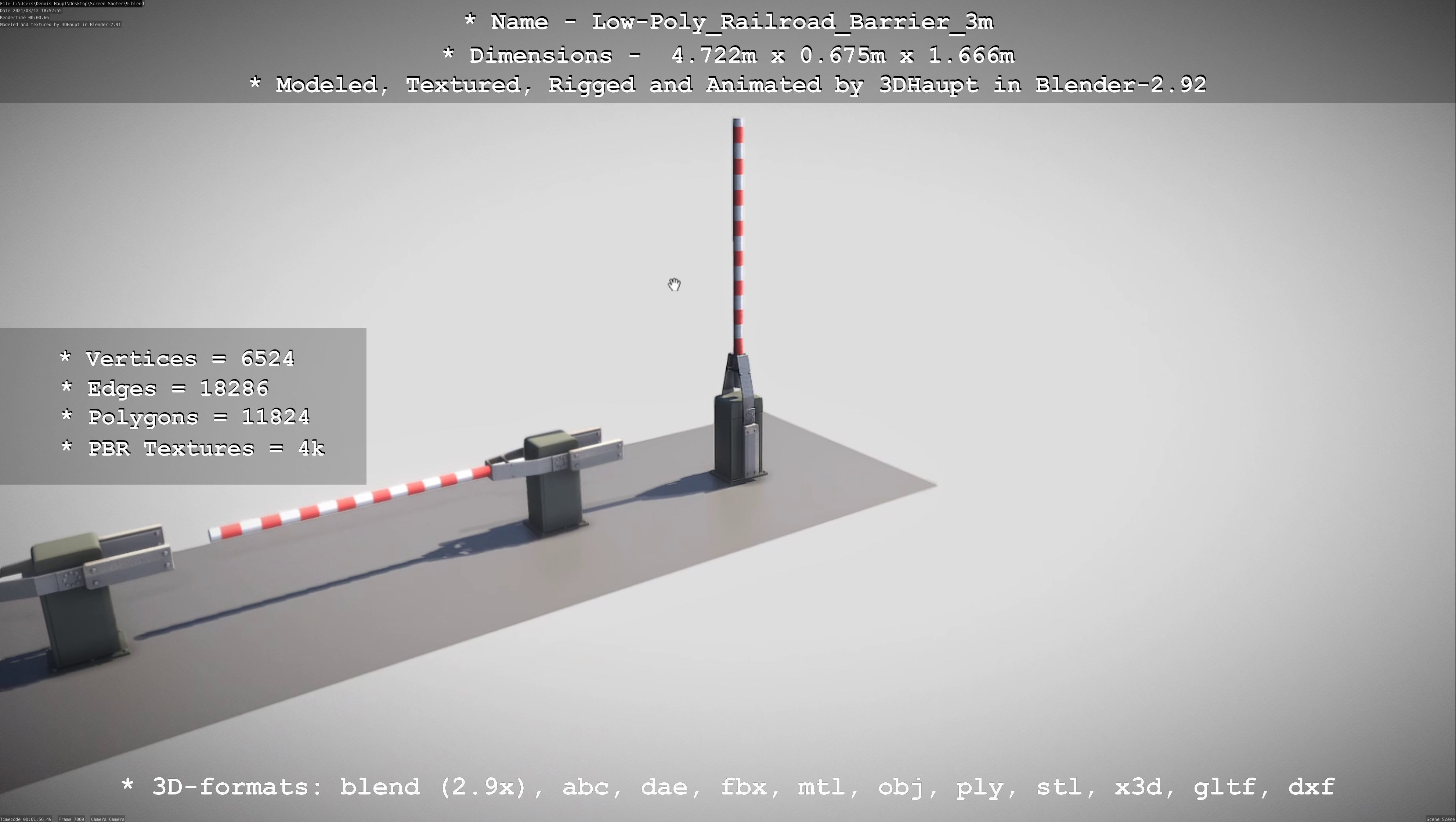 Low-Poly Railroad Barrier 3m Low-poly 3D model_68