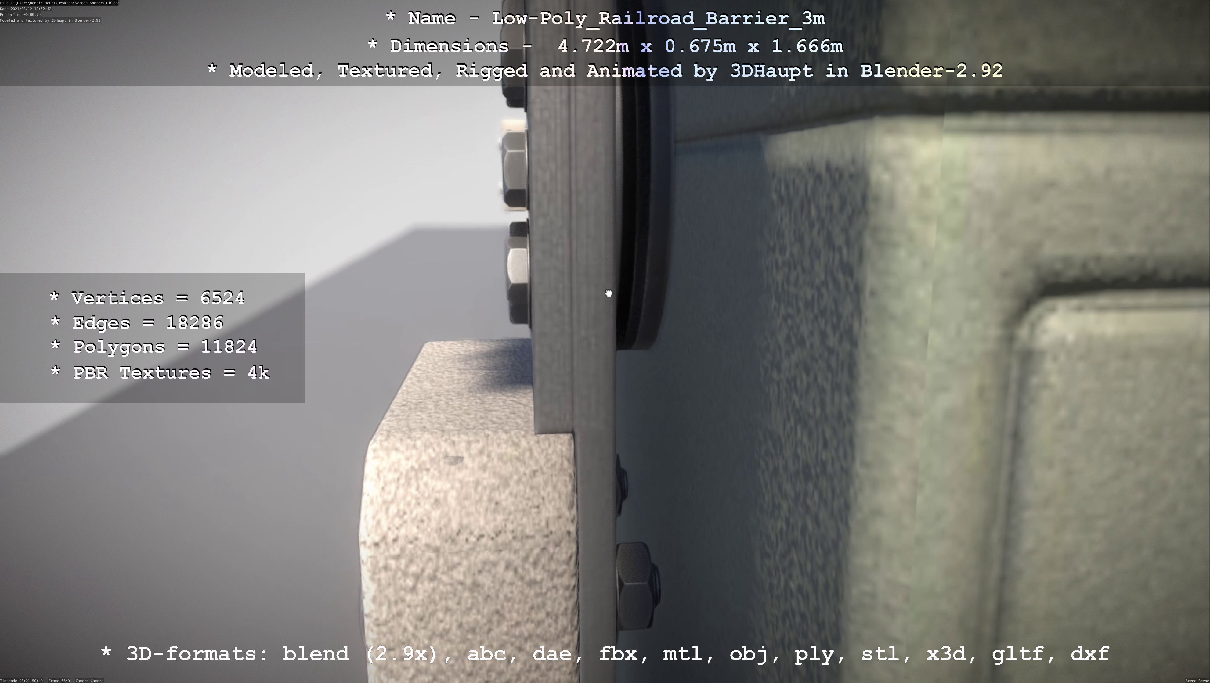 Low-Poly Railroad Barrier 3m Low-poly 3D model_62