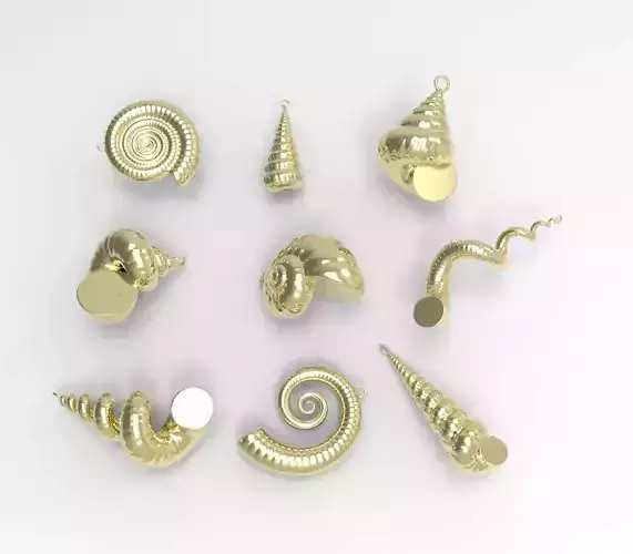Shell Set - 9 Snail Pendant 3D Models - 3D Printing Charms  3D Model Collection