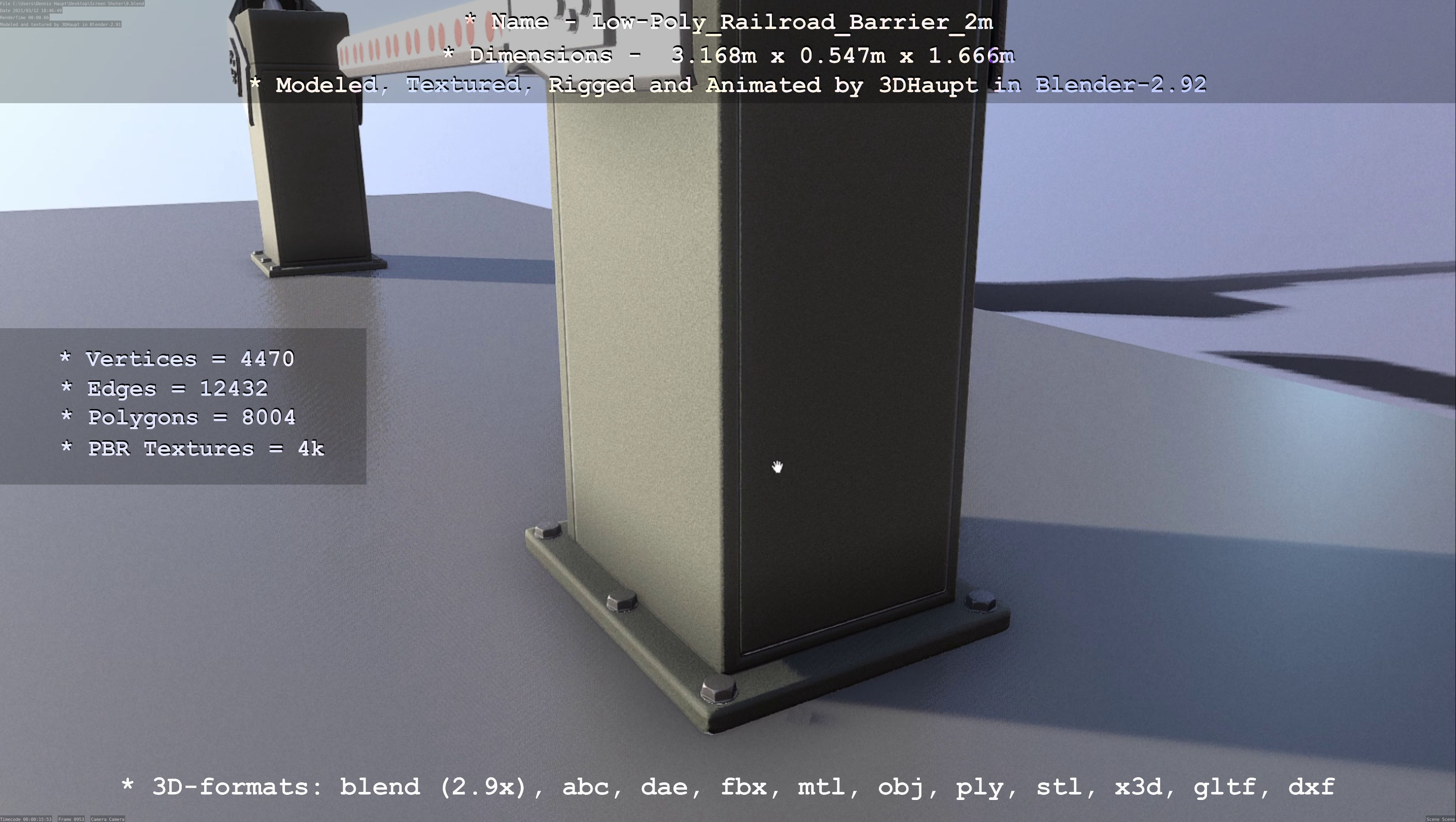 Low-Poly Railroad Barrier 2m Low-poly 3D model_56