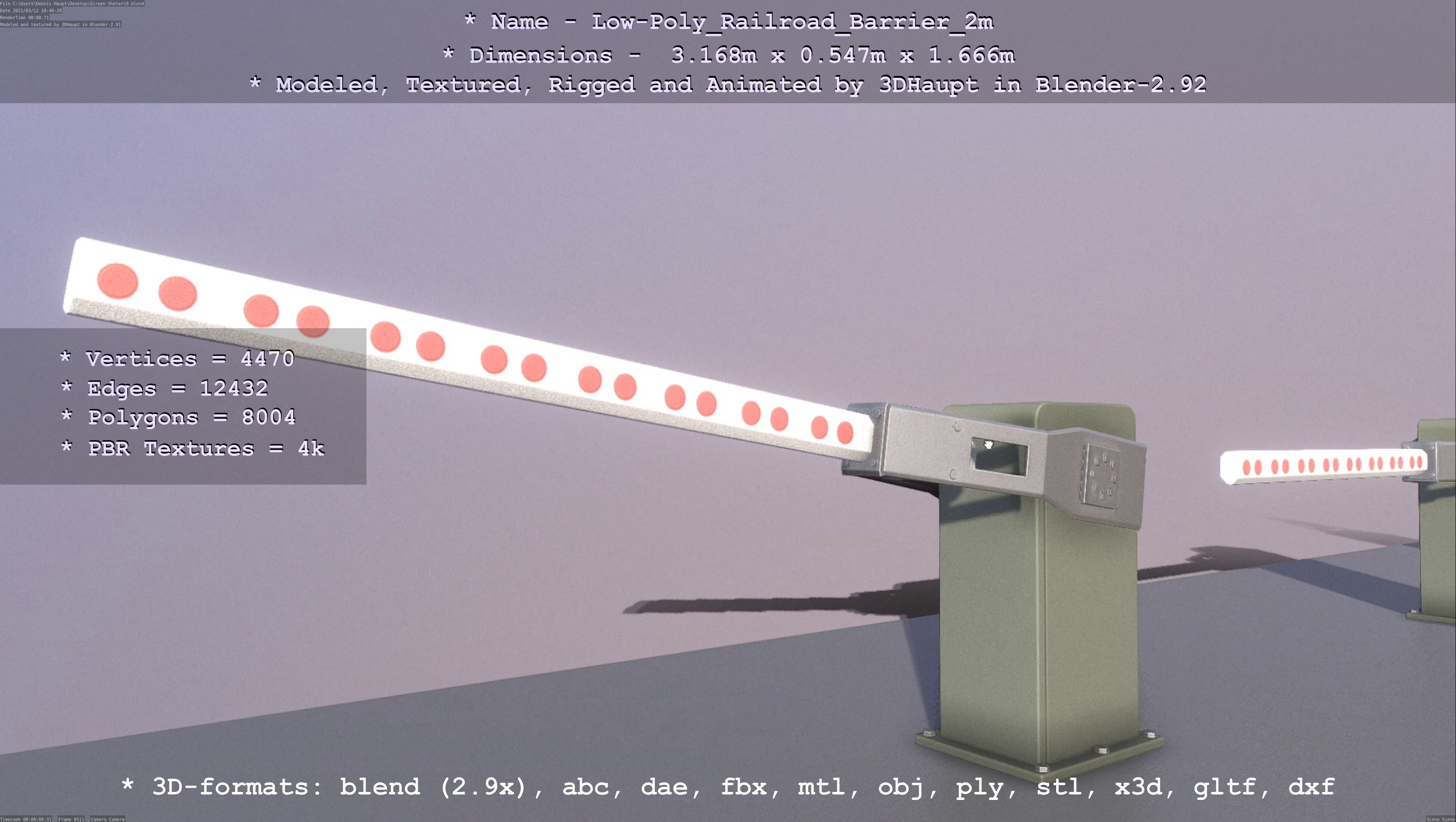 Low-Poly Railroad Barrier 2m Low-poly 3D model_42