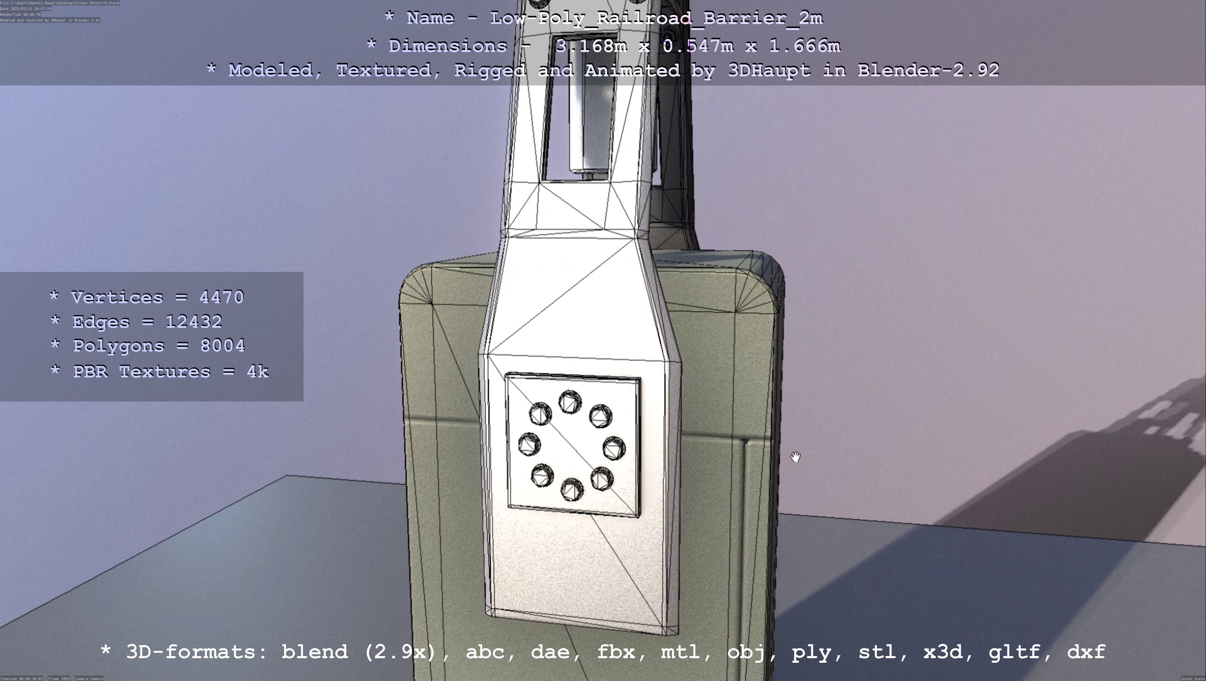 Low-Poly Railroad Barrier 2m Low-poly 3D model_79